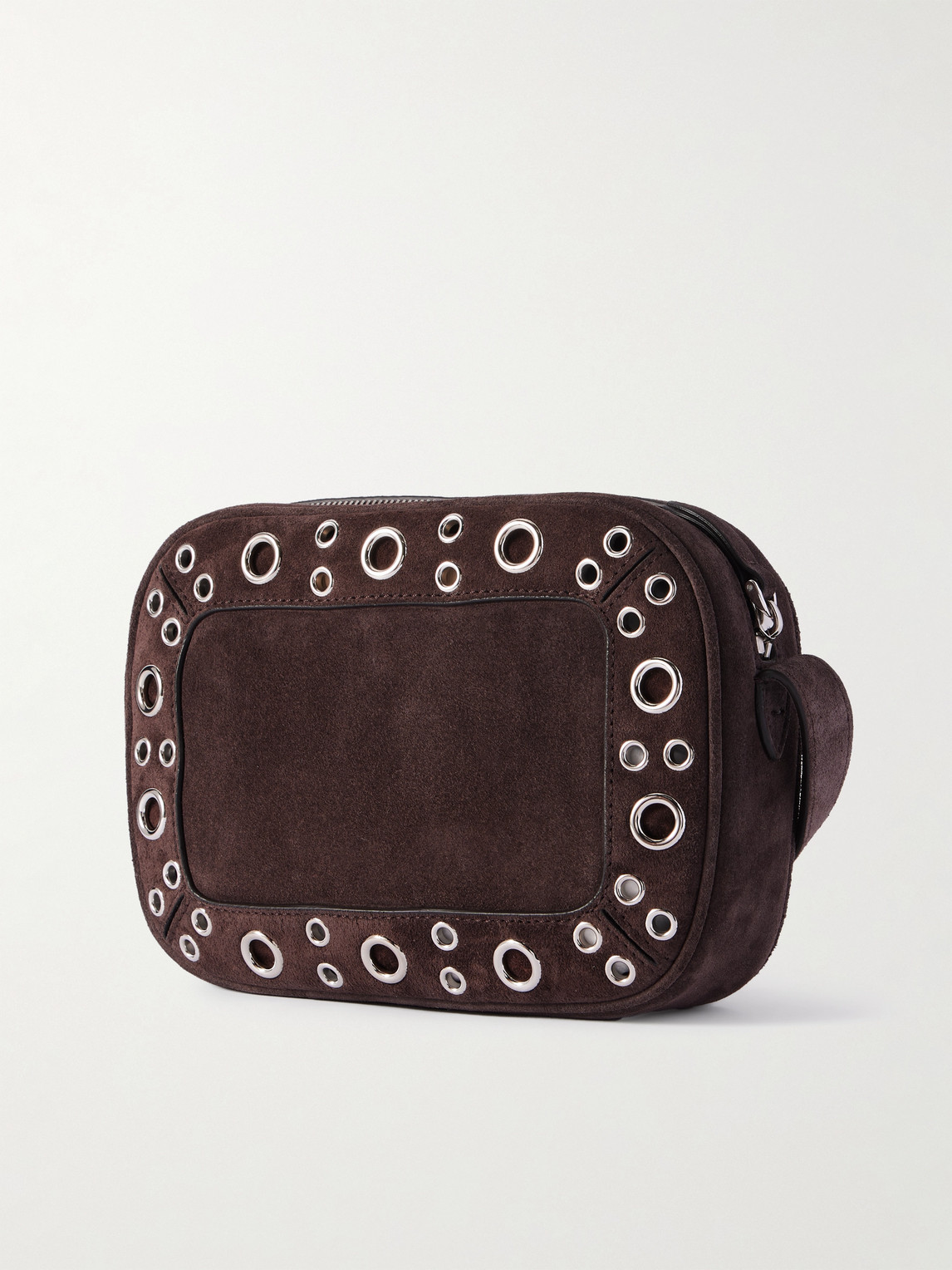 Valentino Garavani Dome-shaped Crossbody Bag With Metallic Eyelets And Adjustable Strap In Brown