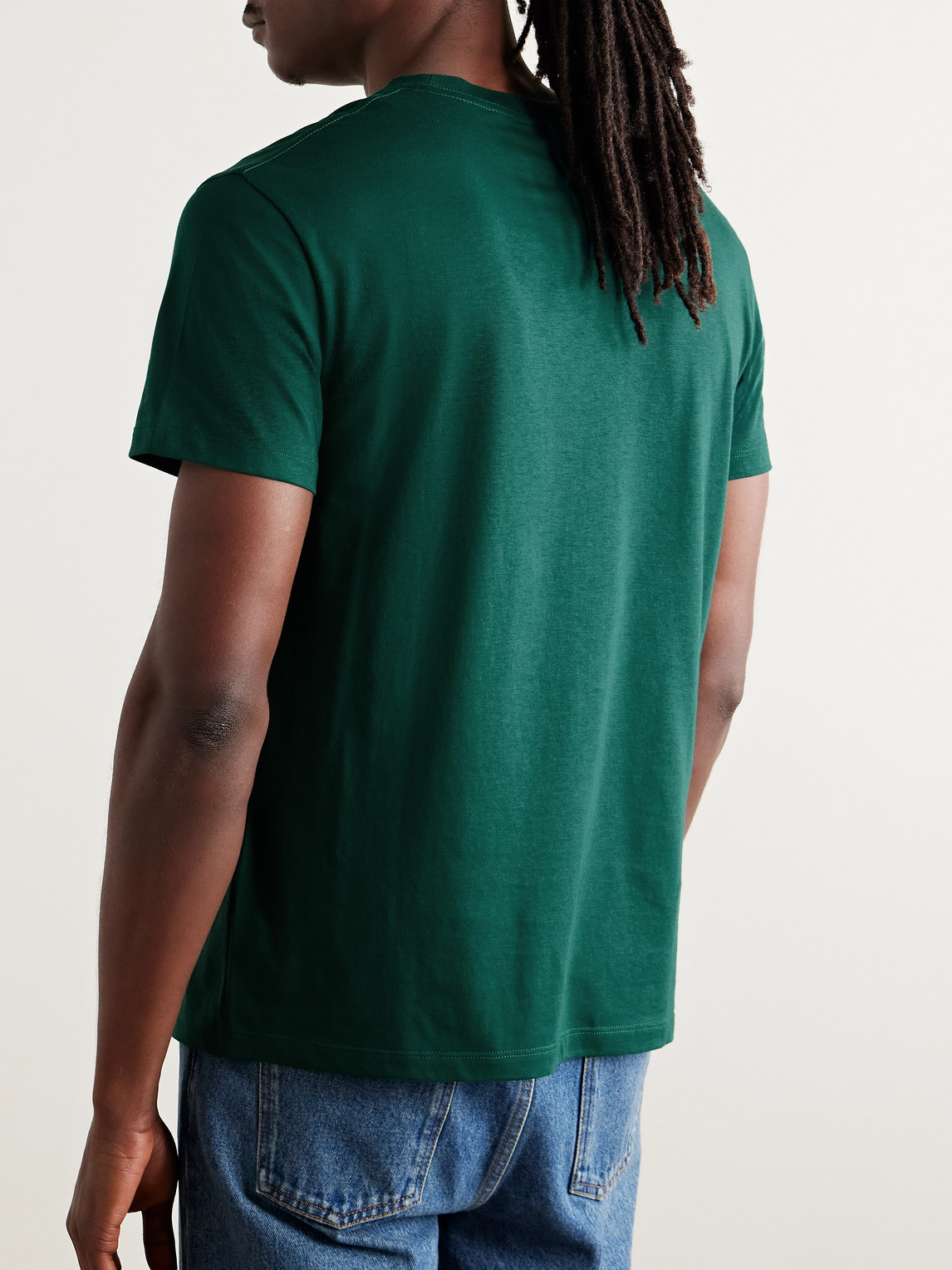 Valentino Logo-appliquéd Cotton-jersey T-shirt In Green