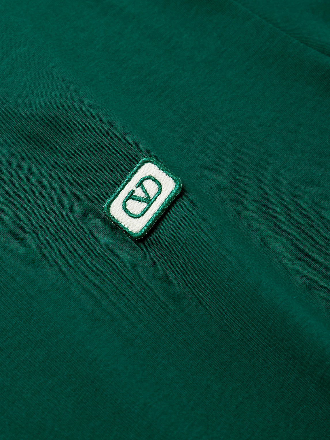 Valentino Logo-appliquéd Cotton-jersey T-shirt In Green