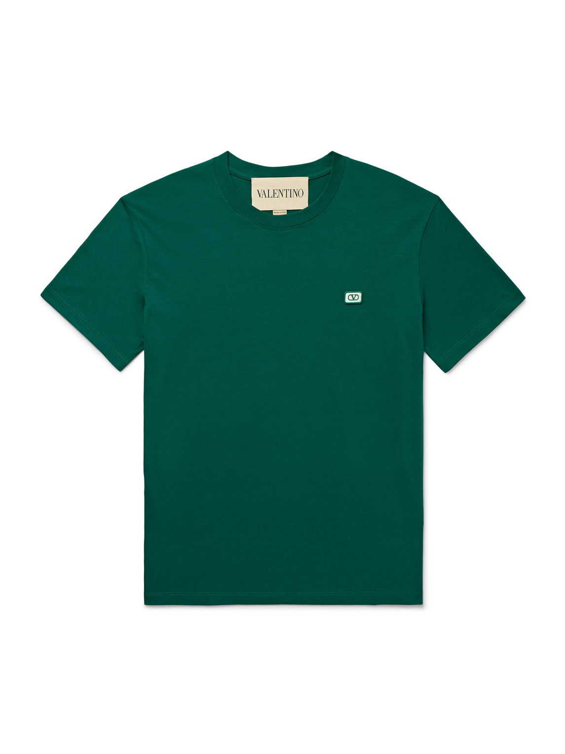 Valentino Logo-appliquéd Cotton-jersey T-shirt In Green