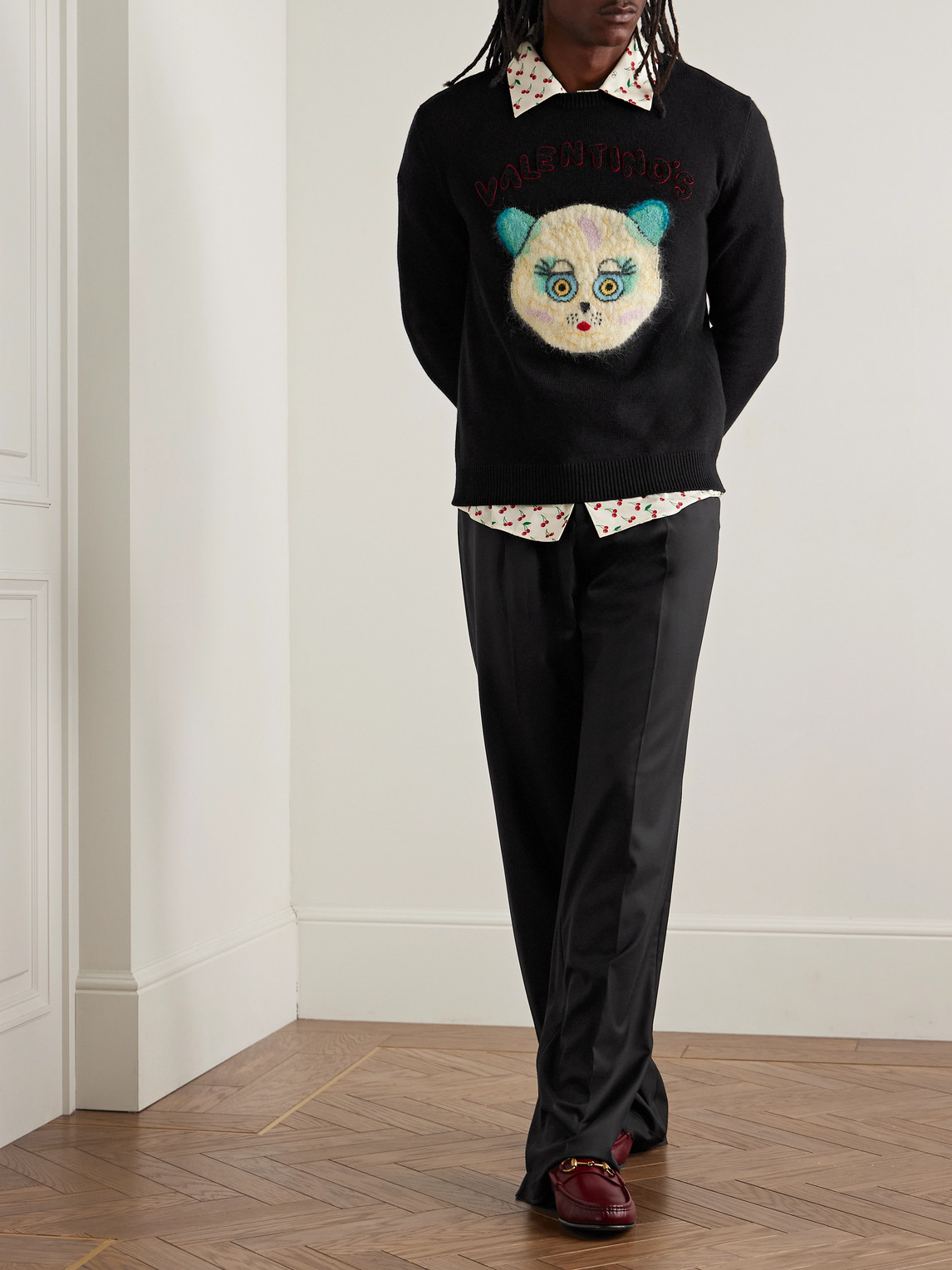 Valentino Garavani Sweater With Le Chat De La Maison Patch In Black