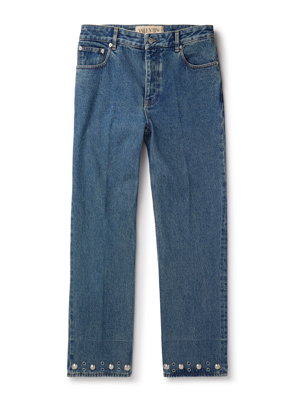 Slim-Fit Straight-Leg Embellished Jeans