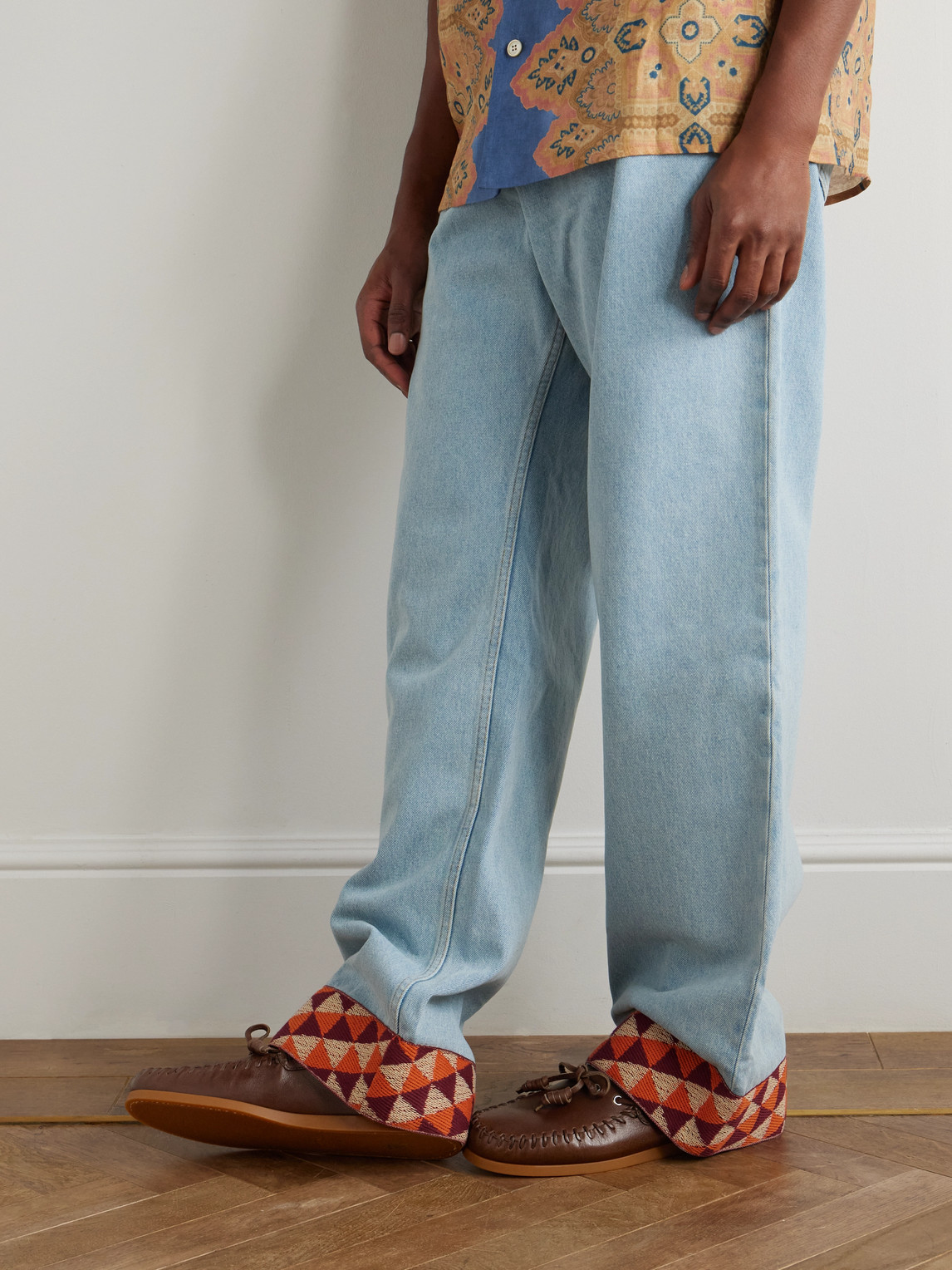 Valentino Garavani Brown Leather Palm Avenue Loafers