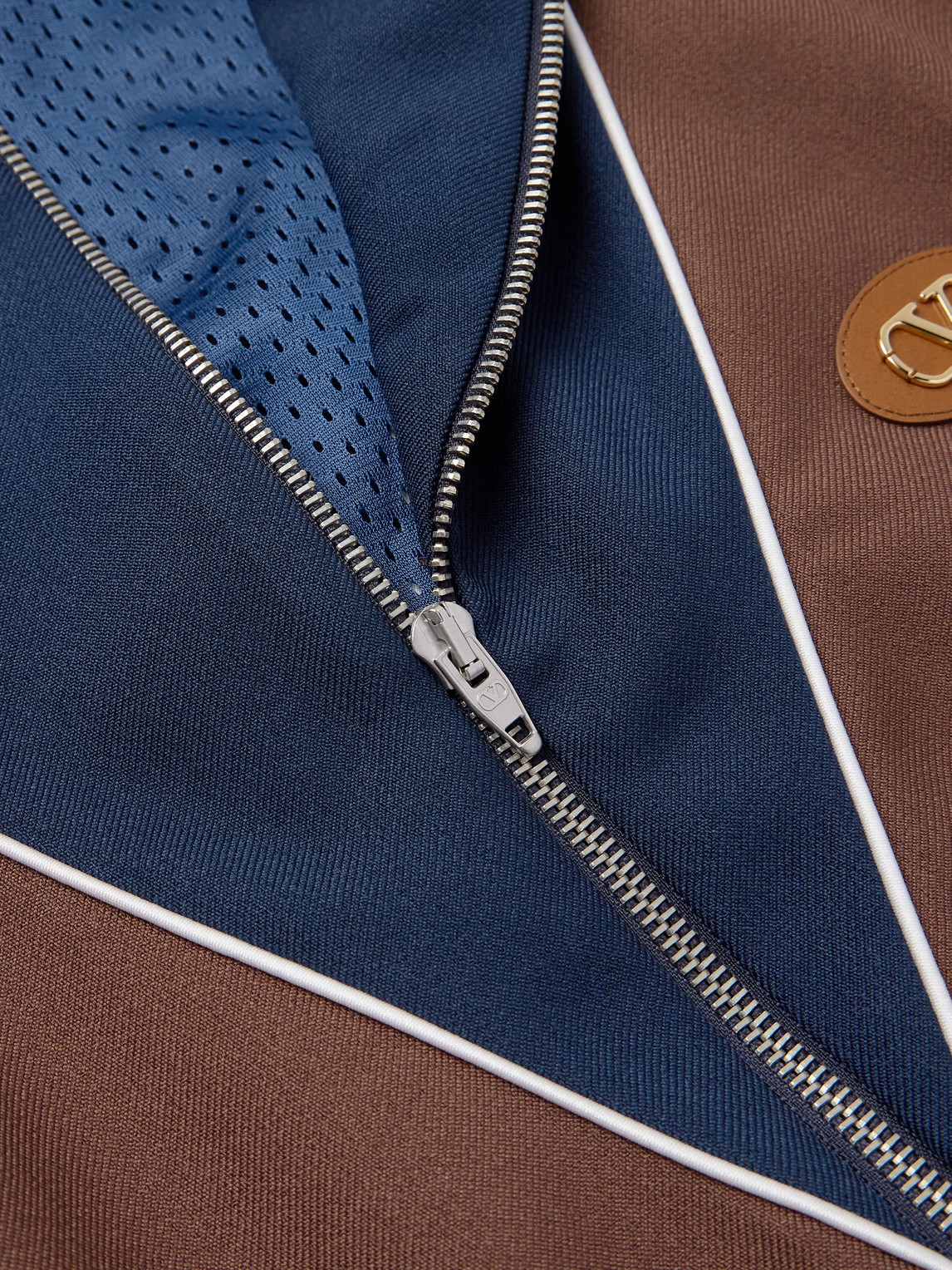 Valentino Garavani Zip-up Sweatshirt With Vlogo Patch In Blue