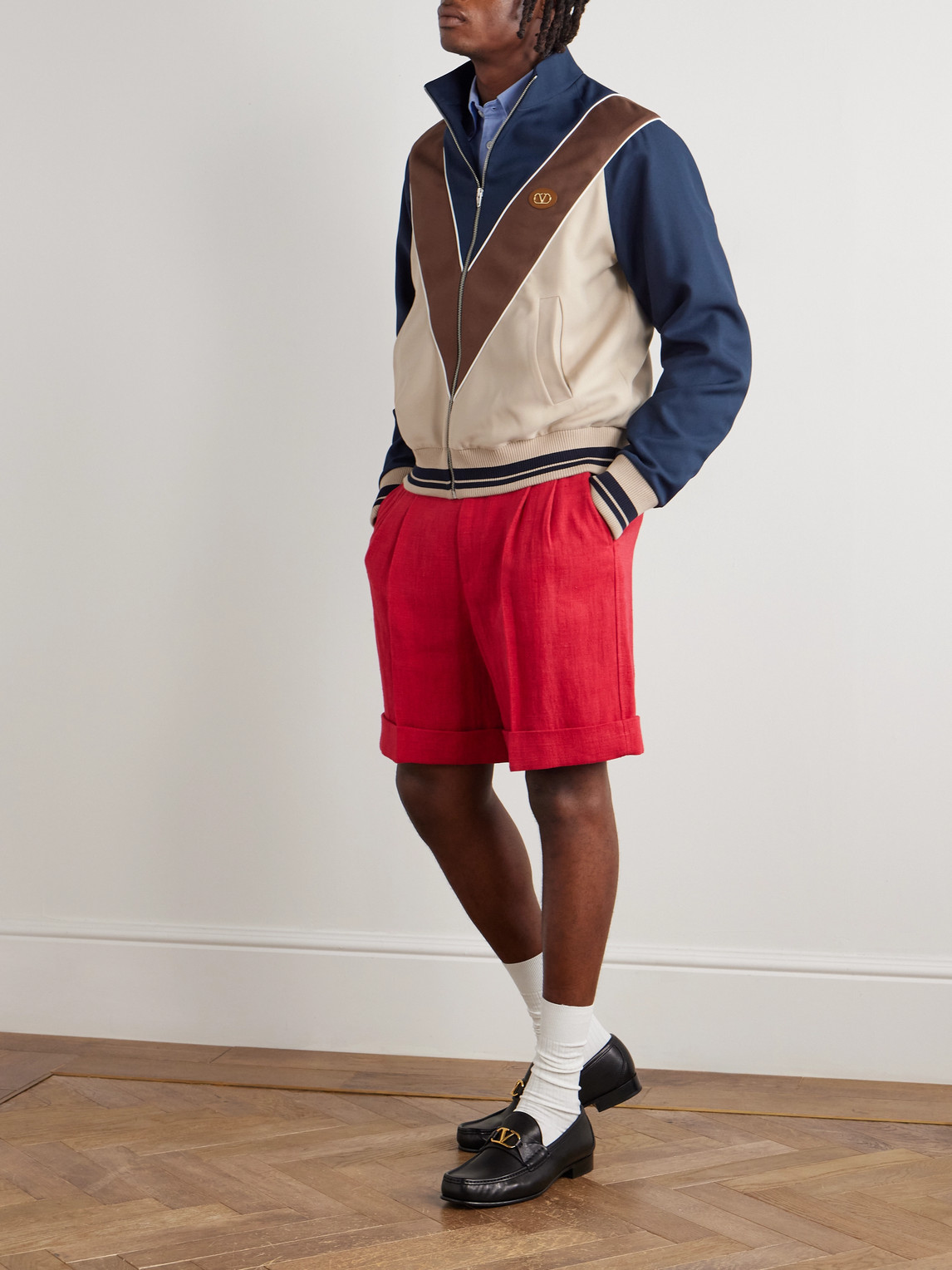Valentino Garavani Zip-up Sweatshirt With Vlogo Patch In Blue