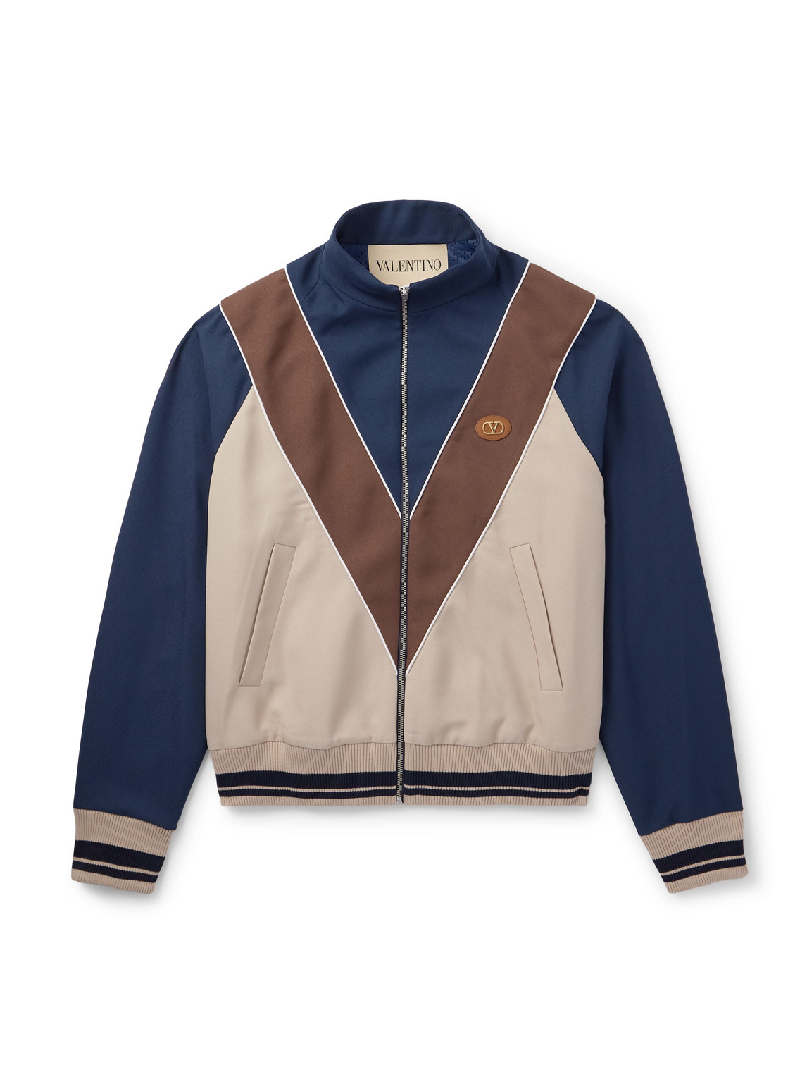 Valentino Garavani Zip-up Sweatshirt With Vlogo Patch In Blue
