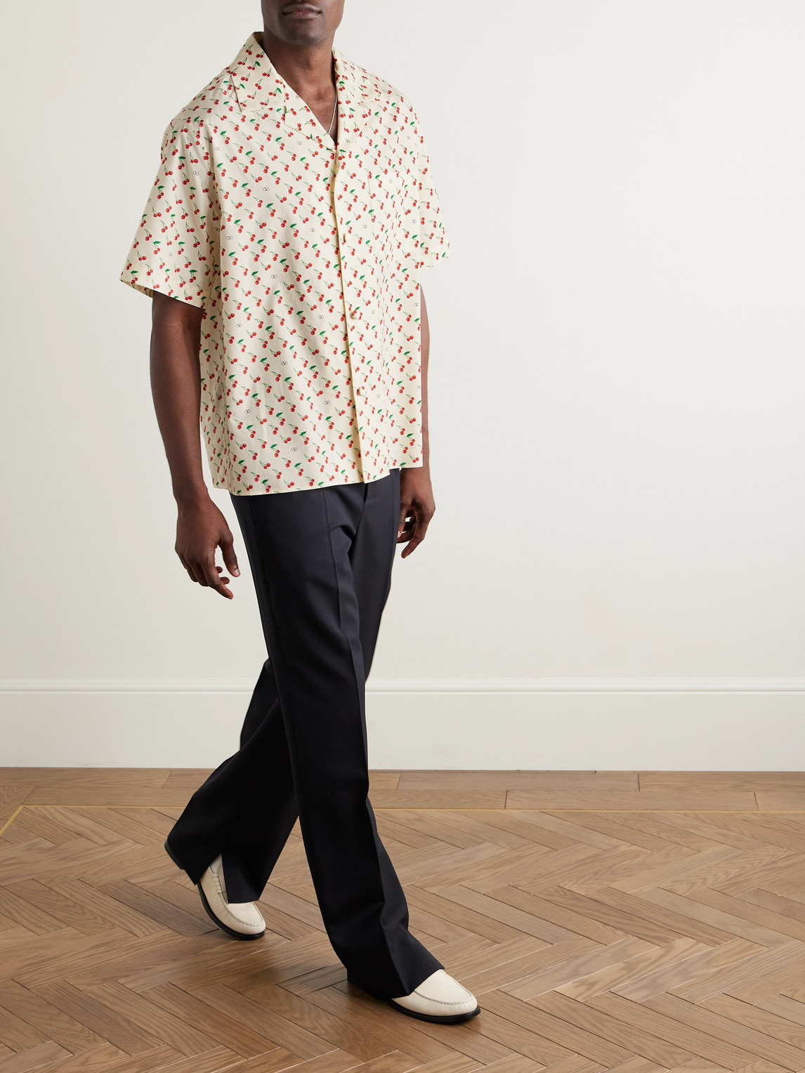 Valentino Cotton Poplin Bowling Shirt With Cherryfic Print