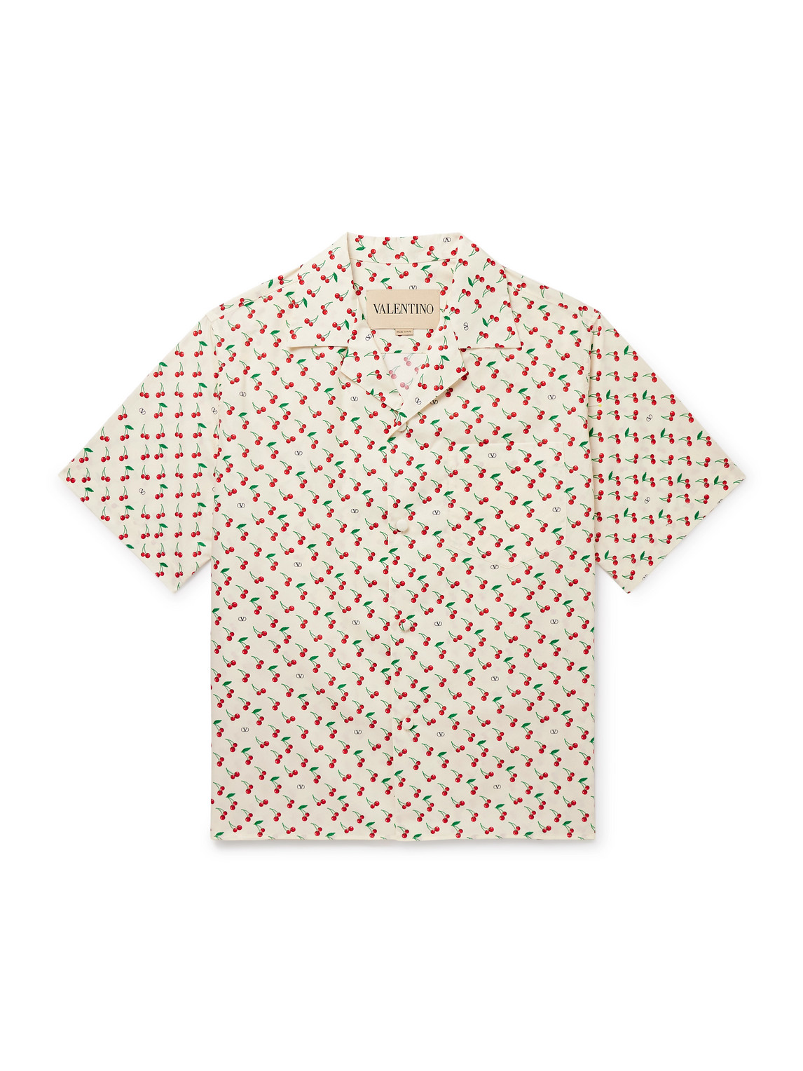 Valentino Cotton Poplin Bowling Shirt With Cherryfic Print
