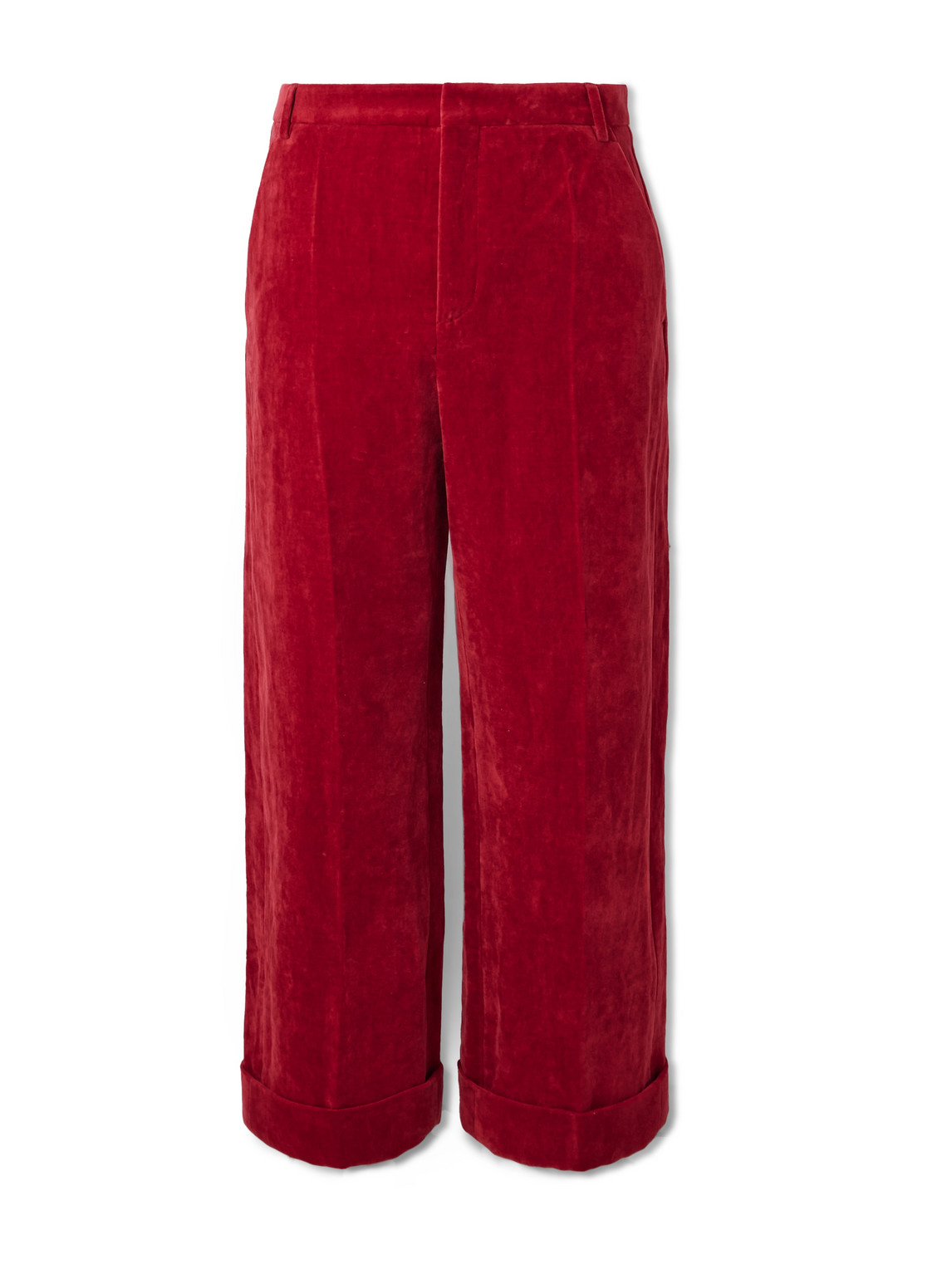 Flared Cotton and Linen-Blend Velvet Trousers