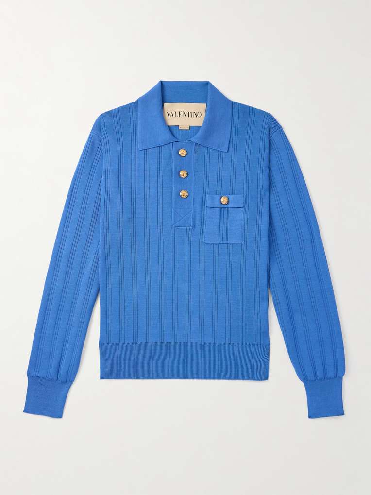 Valentino Garavani — Ribbed Cotton Polo Shirt