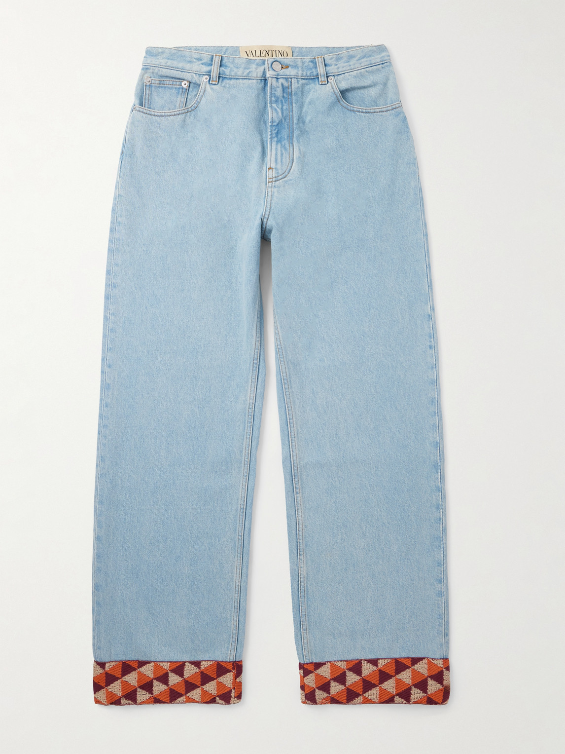 Valentino Garavani Wide-Leg Jacquard-Trimmed Jeans - Men