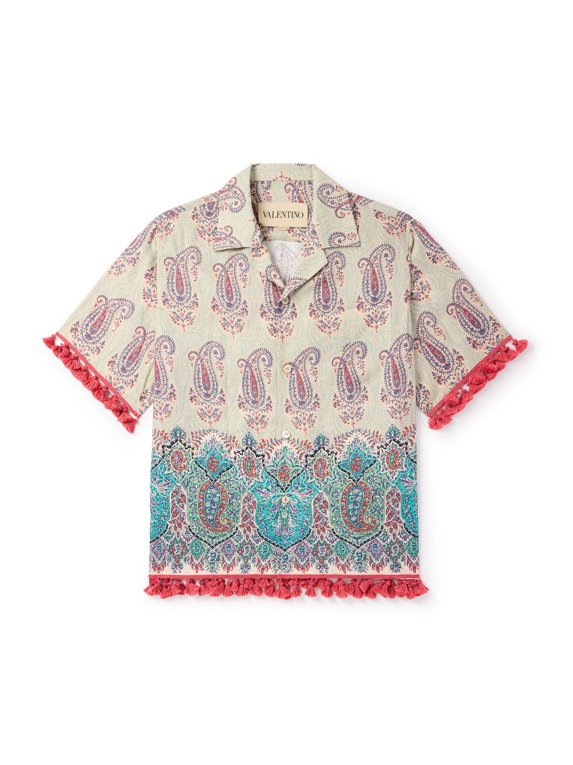 Valentino Paisley Linen Bowling Shirt In Pink