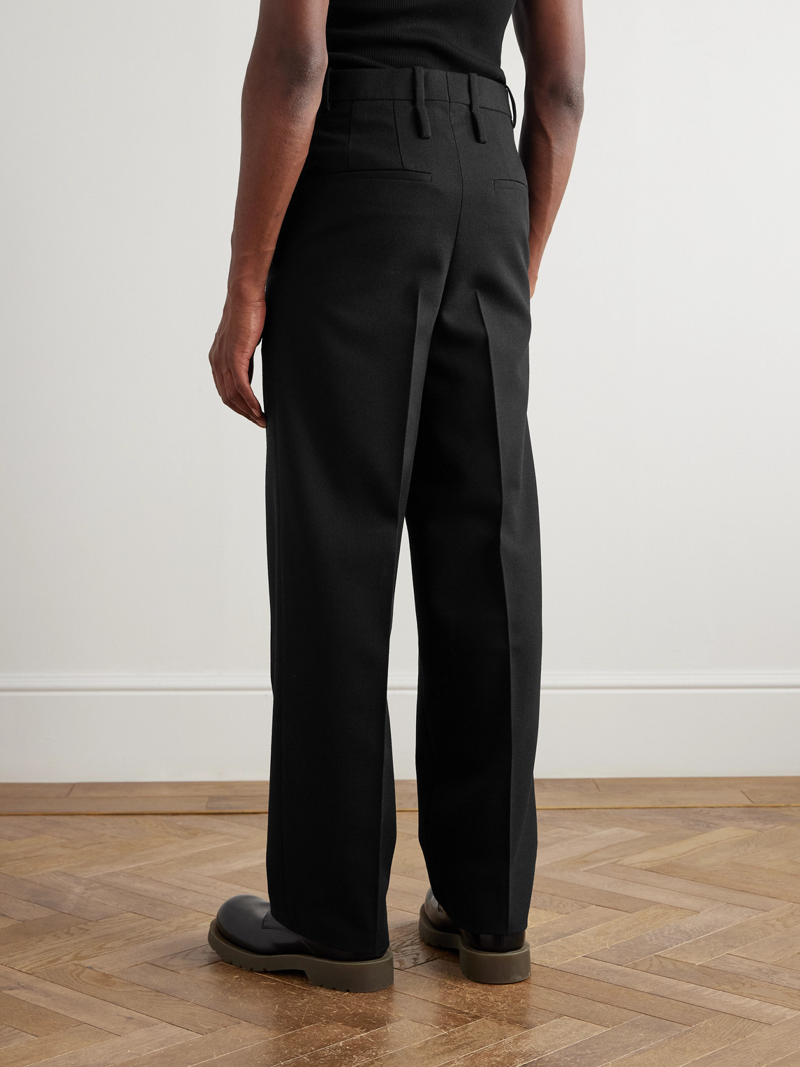 Jil Sander Straight-leg Grain De Poudre Wool Trousers In Black