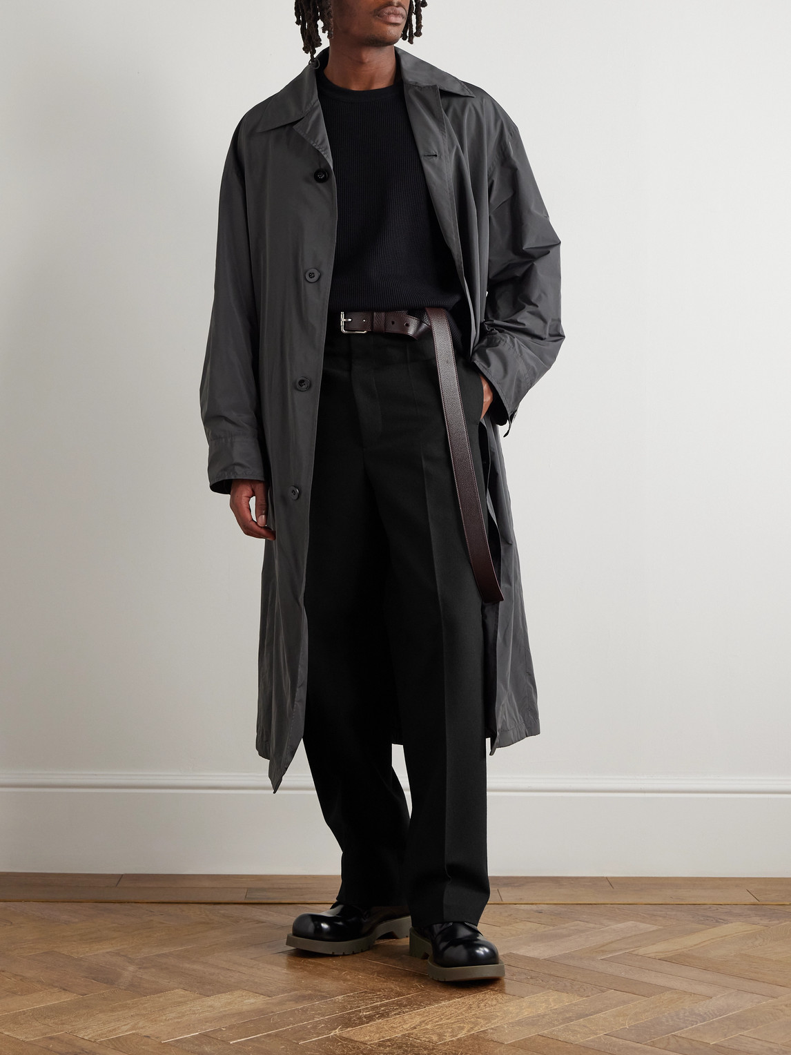 Jil Sander Straight-leg Grain De Poudre Wool Trousers In Black