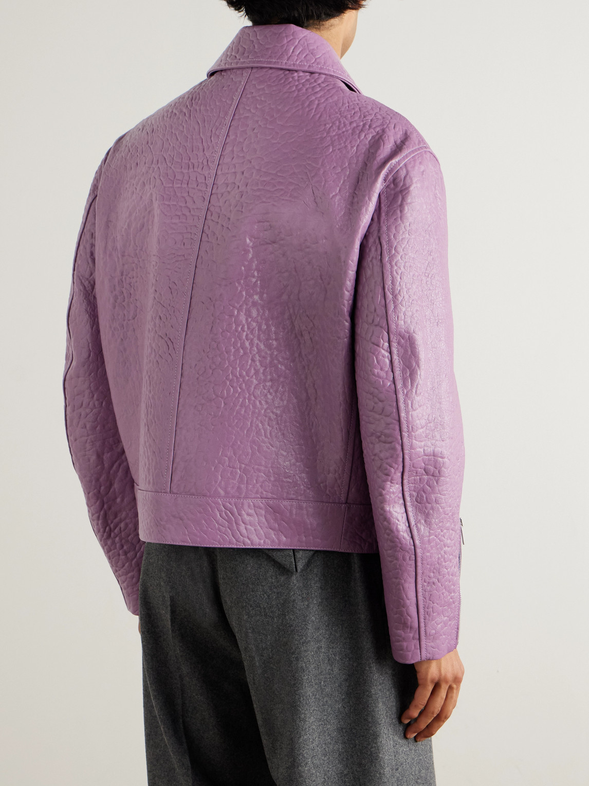 Jil Sander Pebble-grain Leather Jacket In Purple