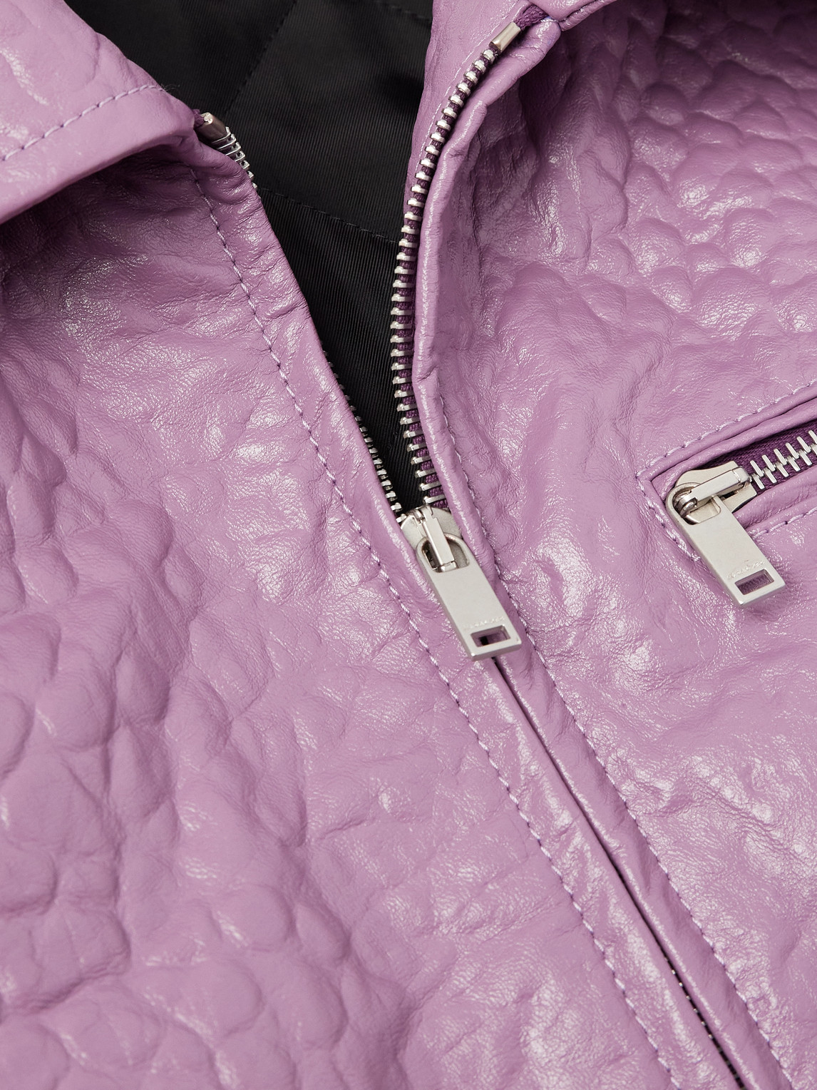 Jil Sander Pebble-grain Leather Jacket In Purple
