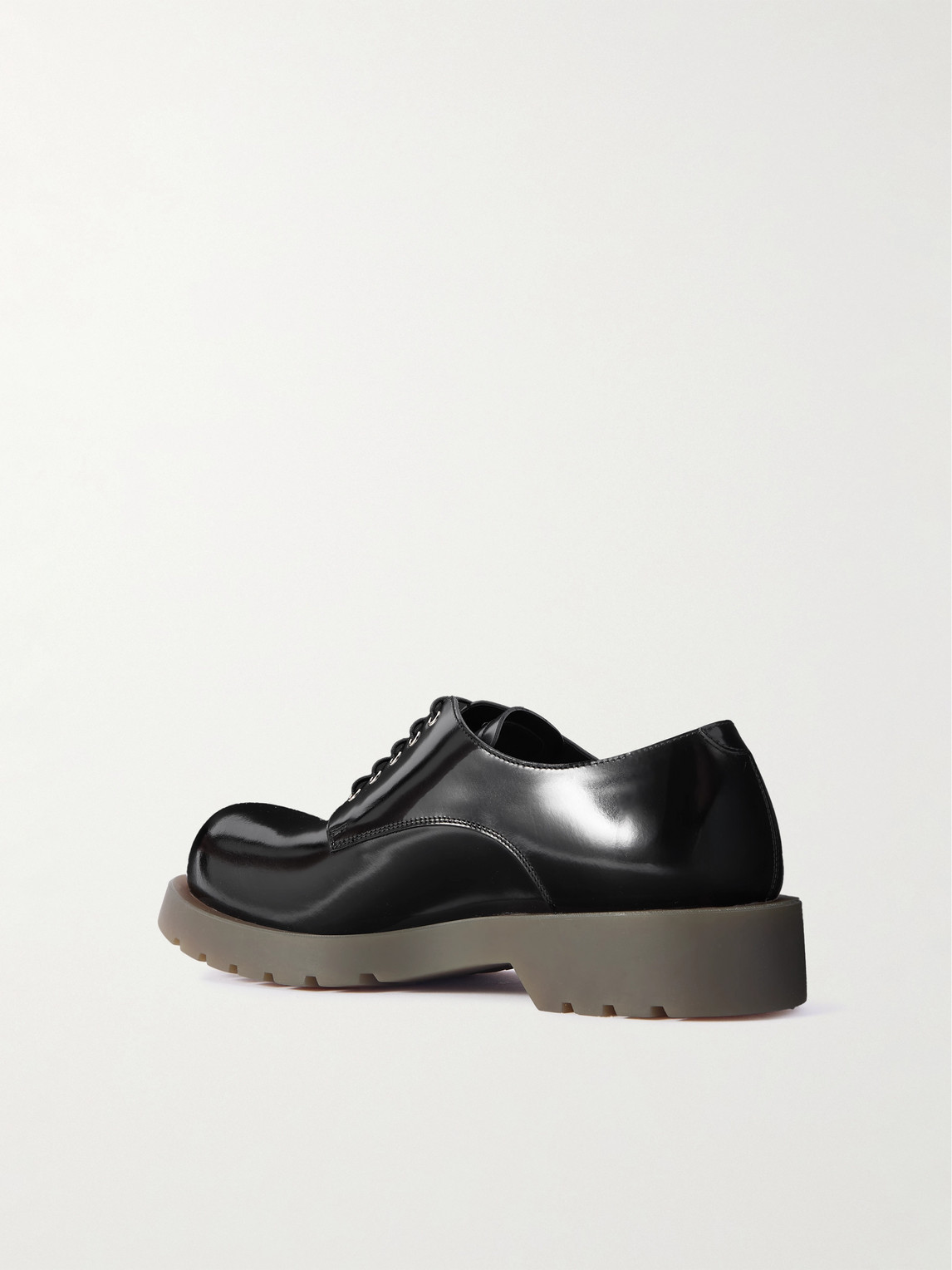 Jil Sander Round Toe Leather Lace-up Shoes With Chunky Sole In Black