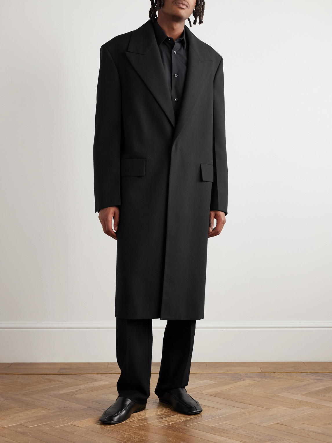 Jil Sander Oversized Wool Coat In Black