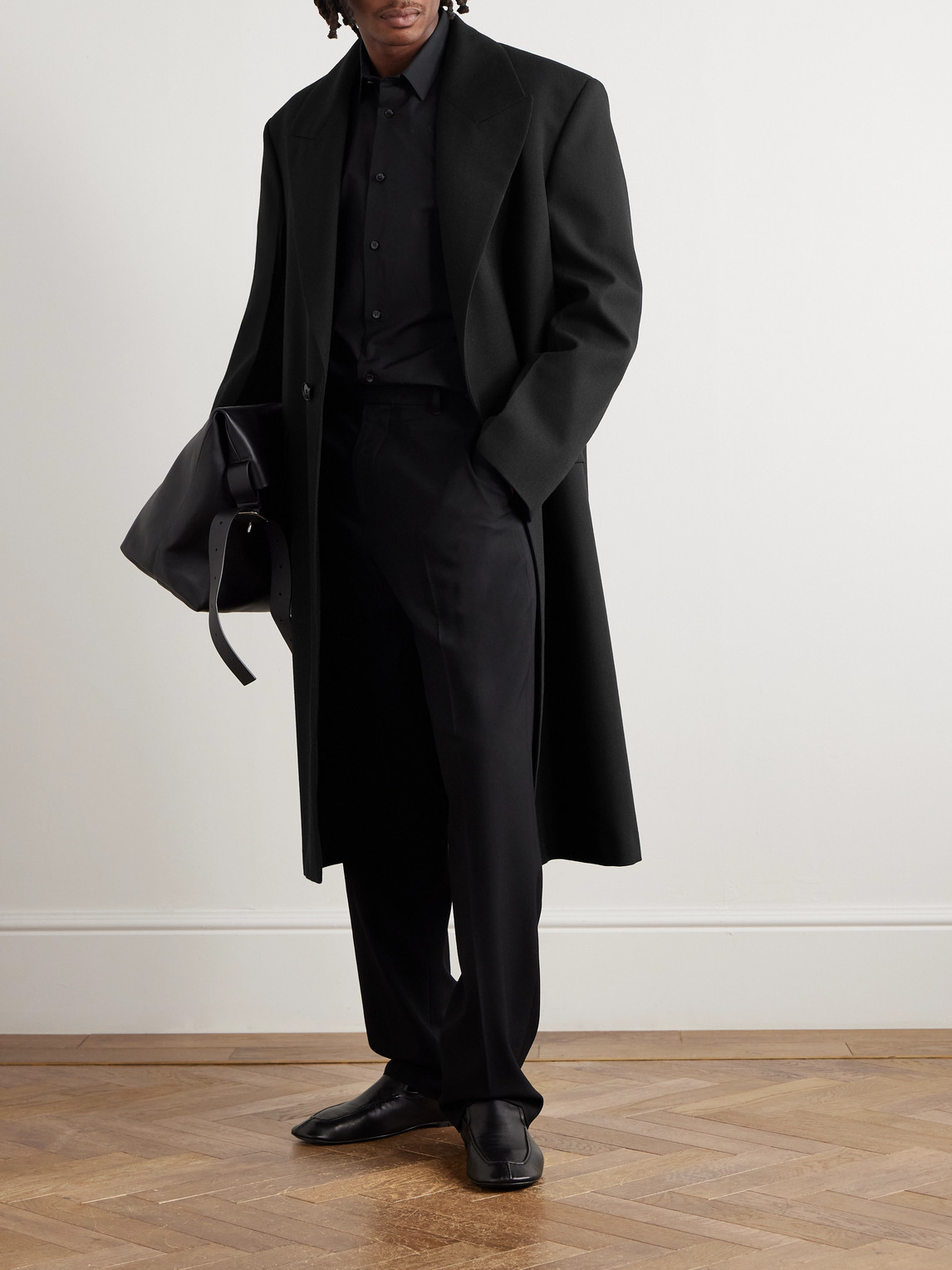 Jil Sander Oversized Wool Coat In Black