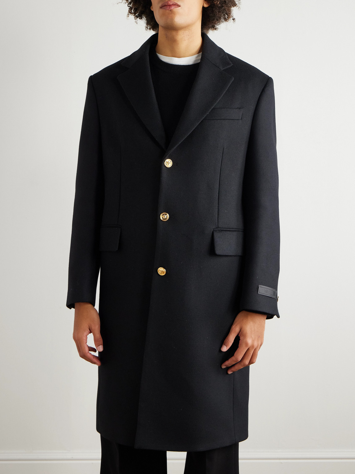  Versace - Wool-blend Twill Overcoat - Men - Black - It 50 