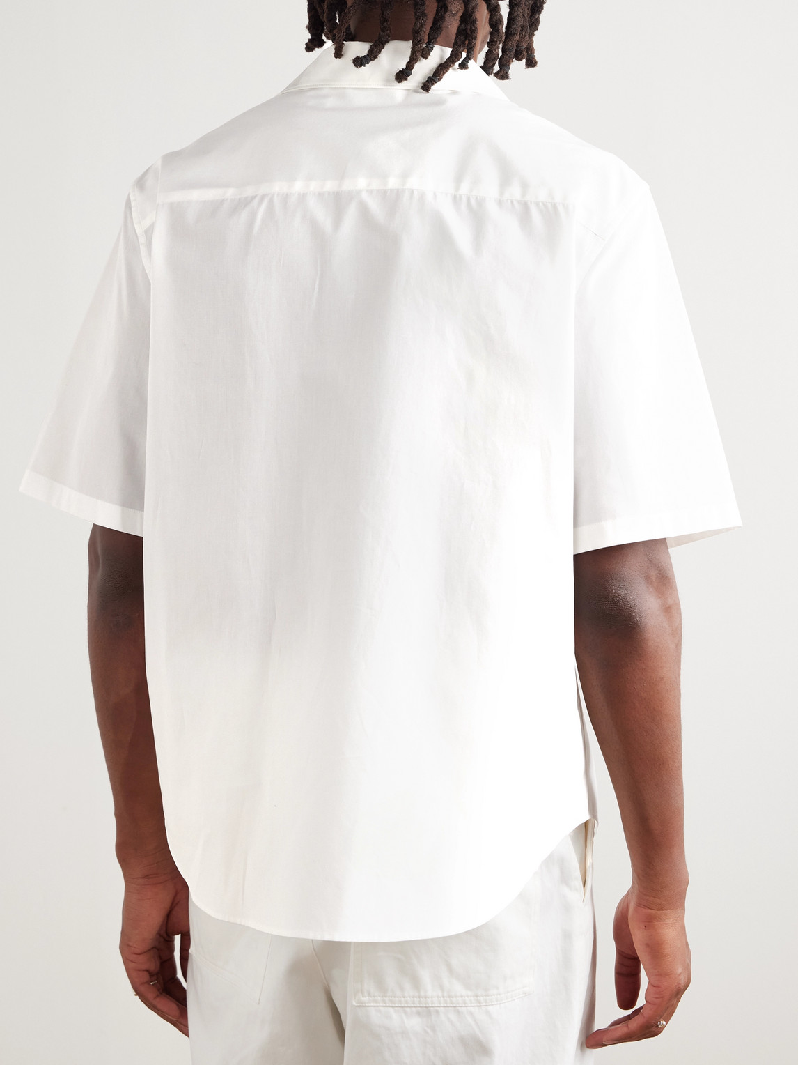 Versace Wild Cats Camp-collar Printed Cotton-poplin Shirt In White