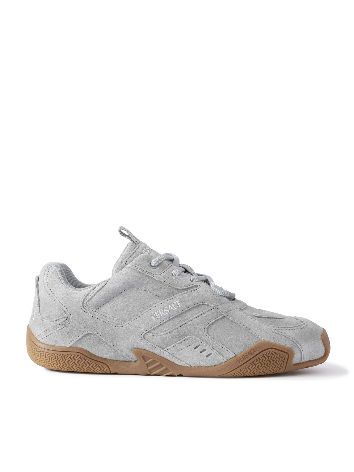 Versace Galaxia Suede Sneakers In Gray
