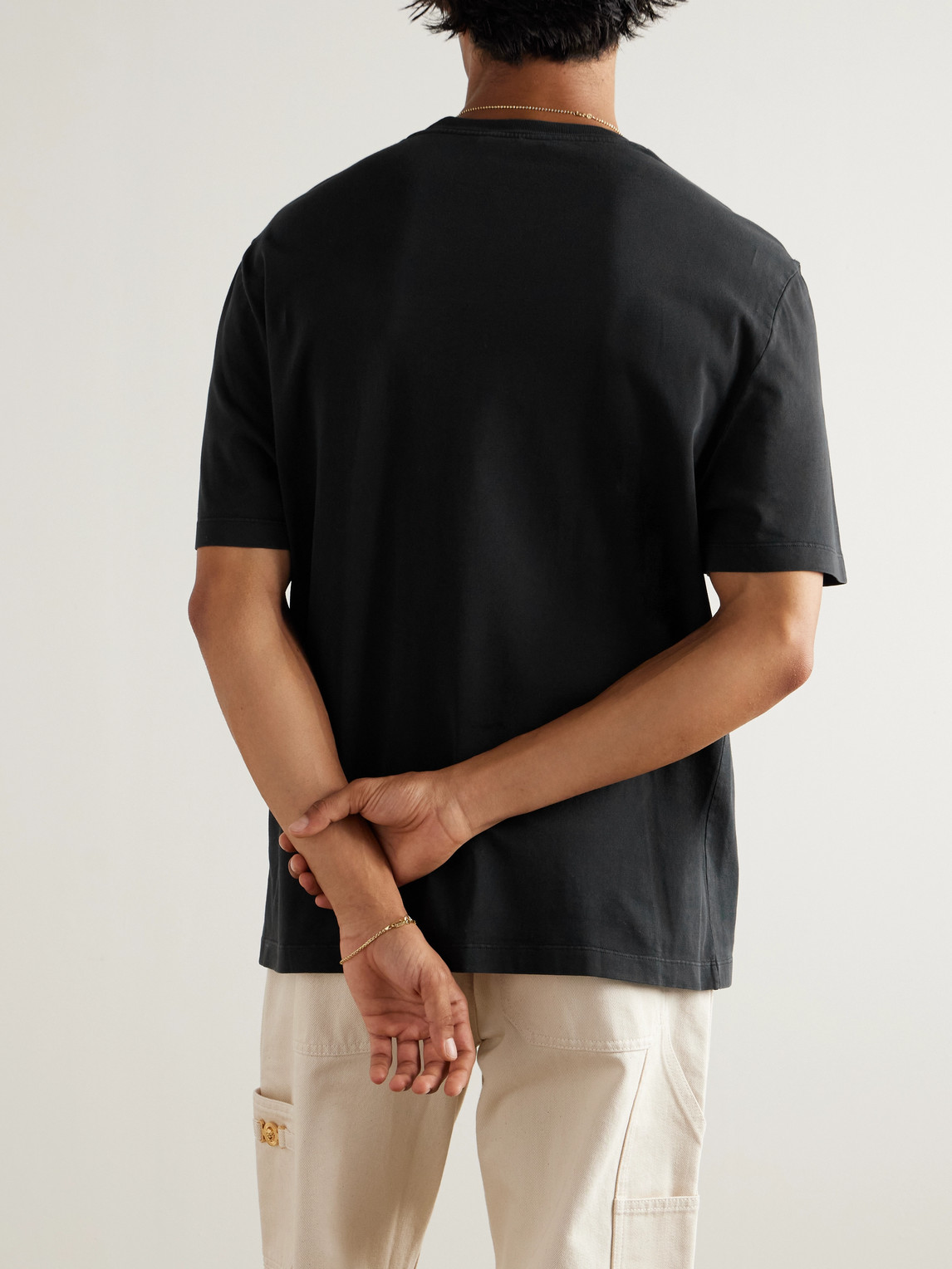 Versace Re-edition Panther Printed Cotton-jersey T-shirt In Black