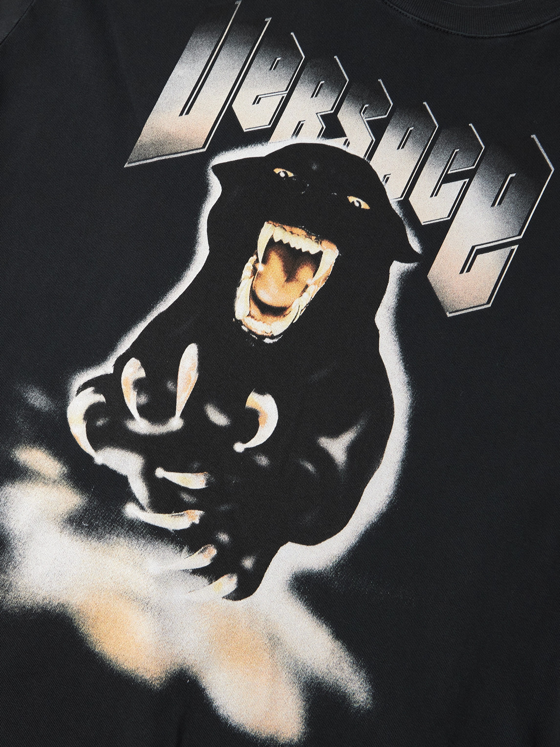 Versace Re-edition Panther Printed Cotton-jersey T-shirt In Black