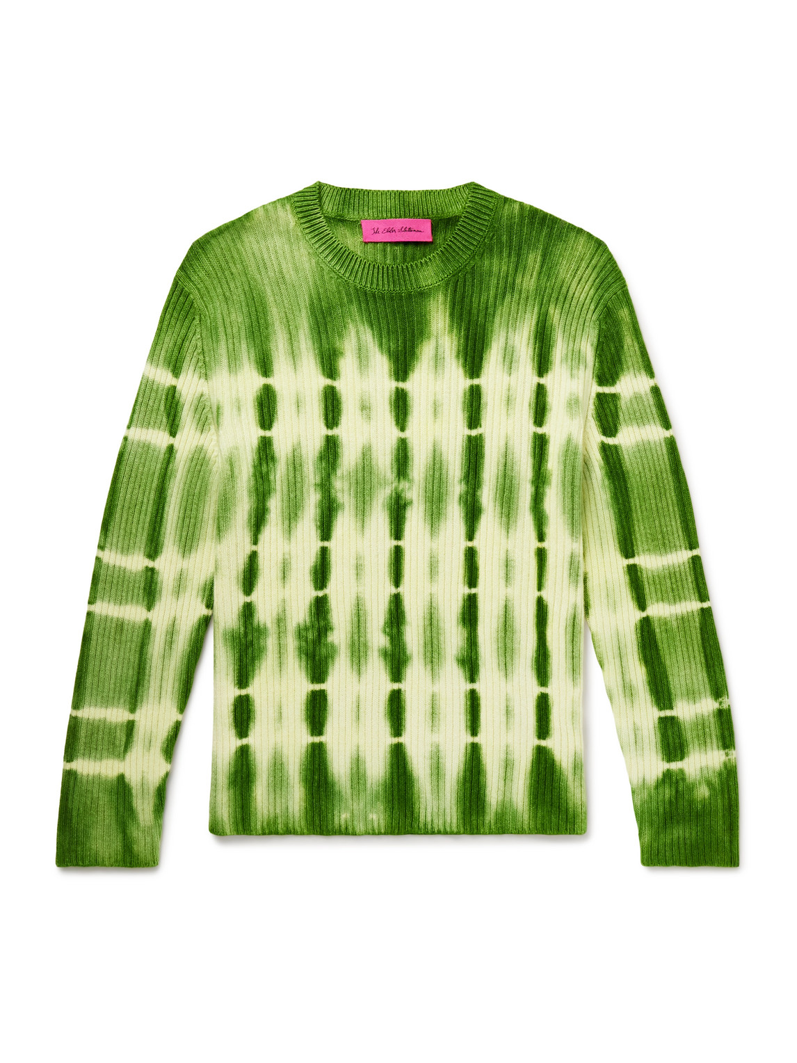 The Elder Statesman Wire Tie-dyed Ribbed Cashmere Sweater In Green