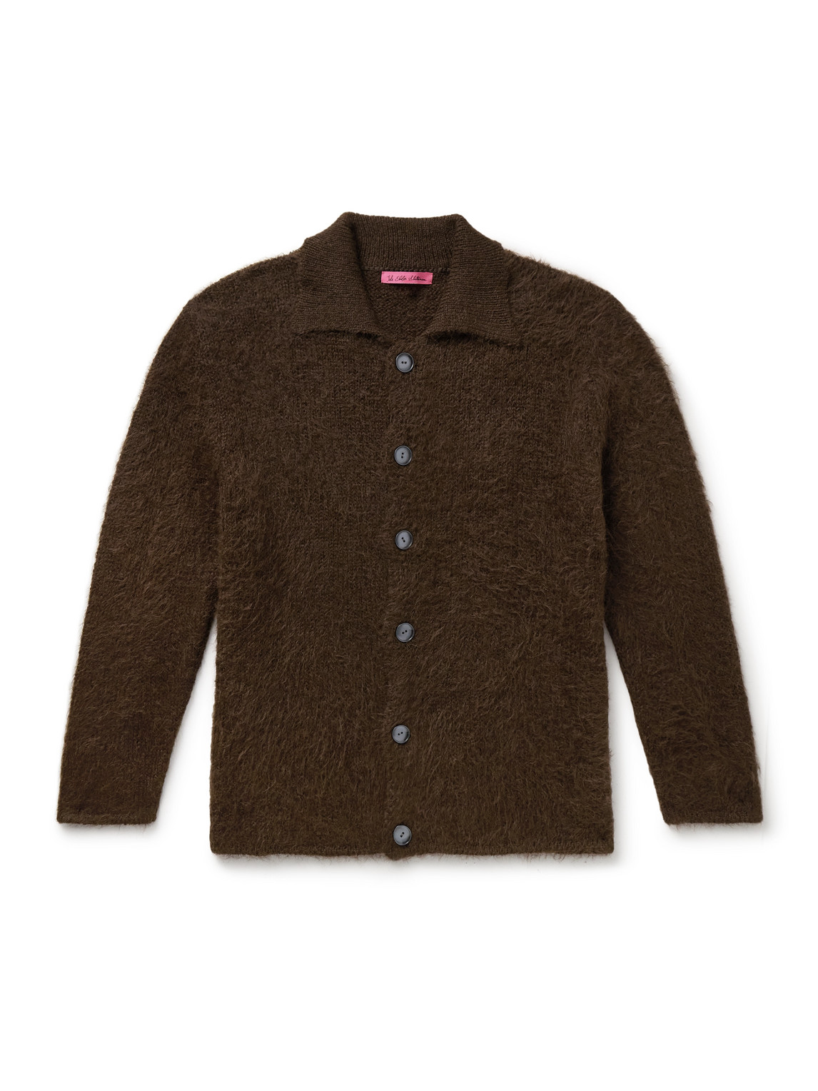 The Elder Statesman Thistle Brushed Alpaca-blend Cardigan In Brown