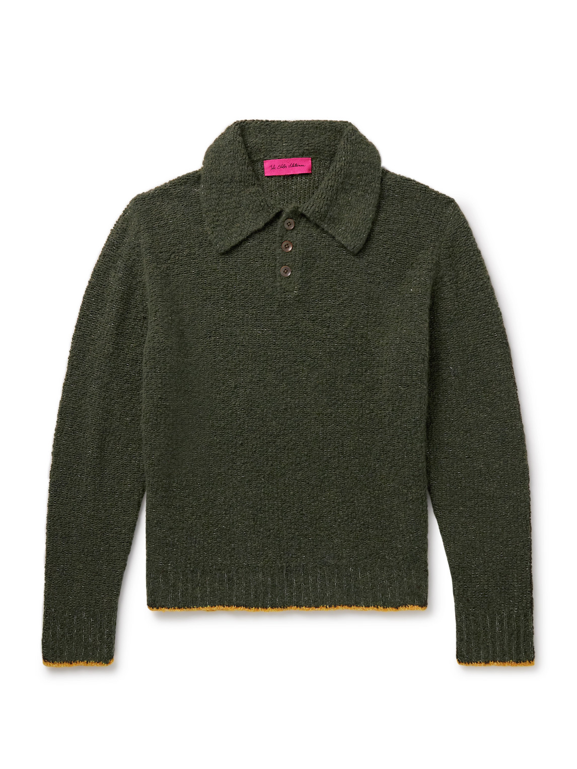 The Elder Statesman Mountain Cashmere-blend Bouclé Polo Sweater In Green