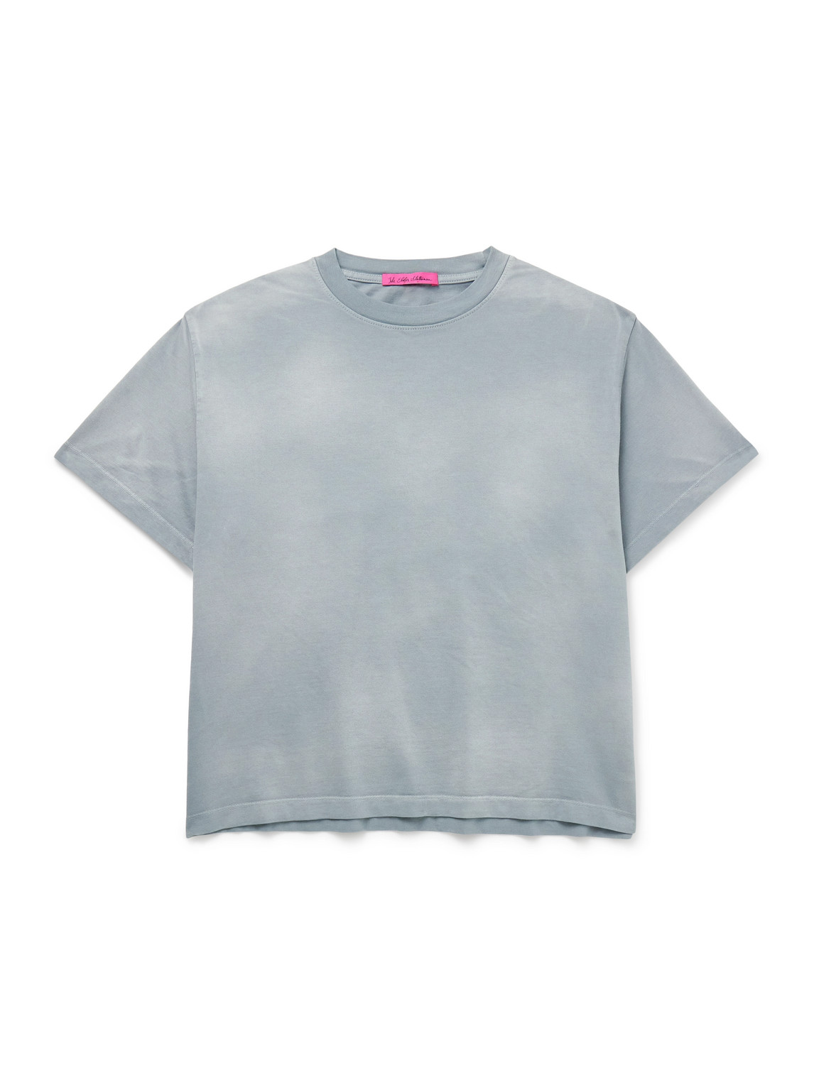 The Elder Statesman Sunbleached Cotton And Cashmere-blend Jersey T-shirt In Blue