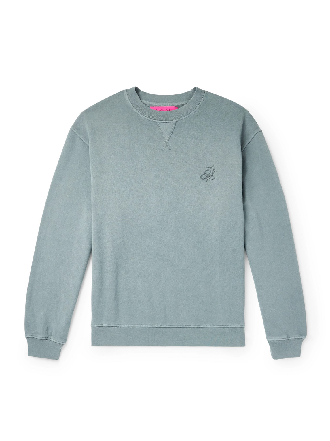 The Elder Statesman Daily Crew Cotton And Cashmere-blend Jersey Sweatshirt In Blue