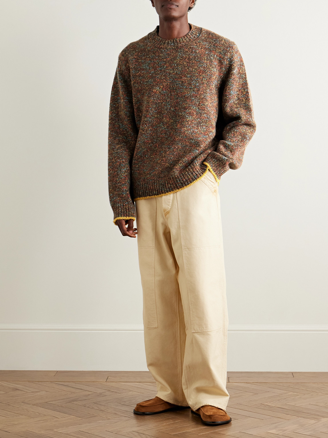 The Elder Statesman Confetti Wool-blend Sweater In Brown