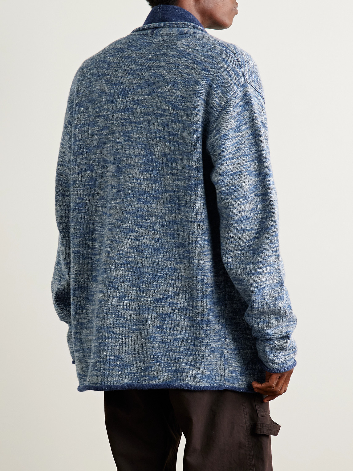 The Elder Statesman Nomad Space-dyed Wool-blend Cardigan In Blue