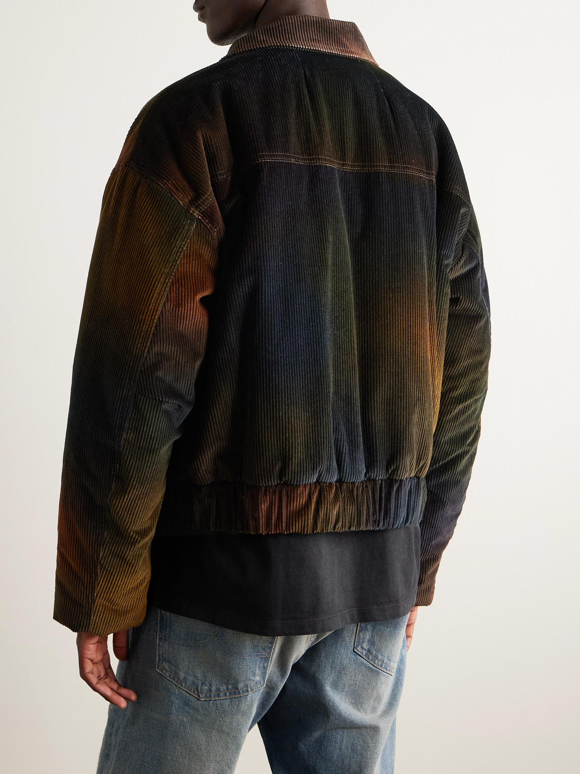 The Elder Statesman Ombre Quilted Corduroy Jacket In Brown