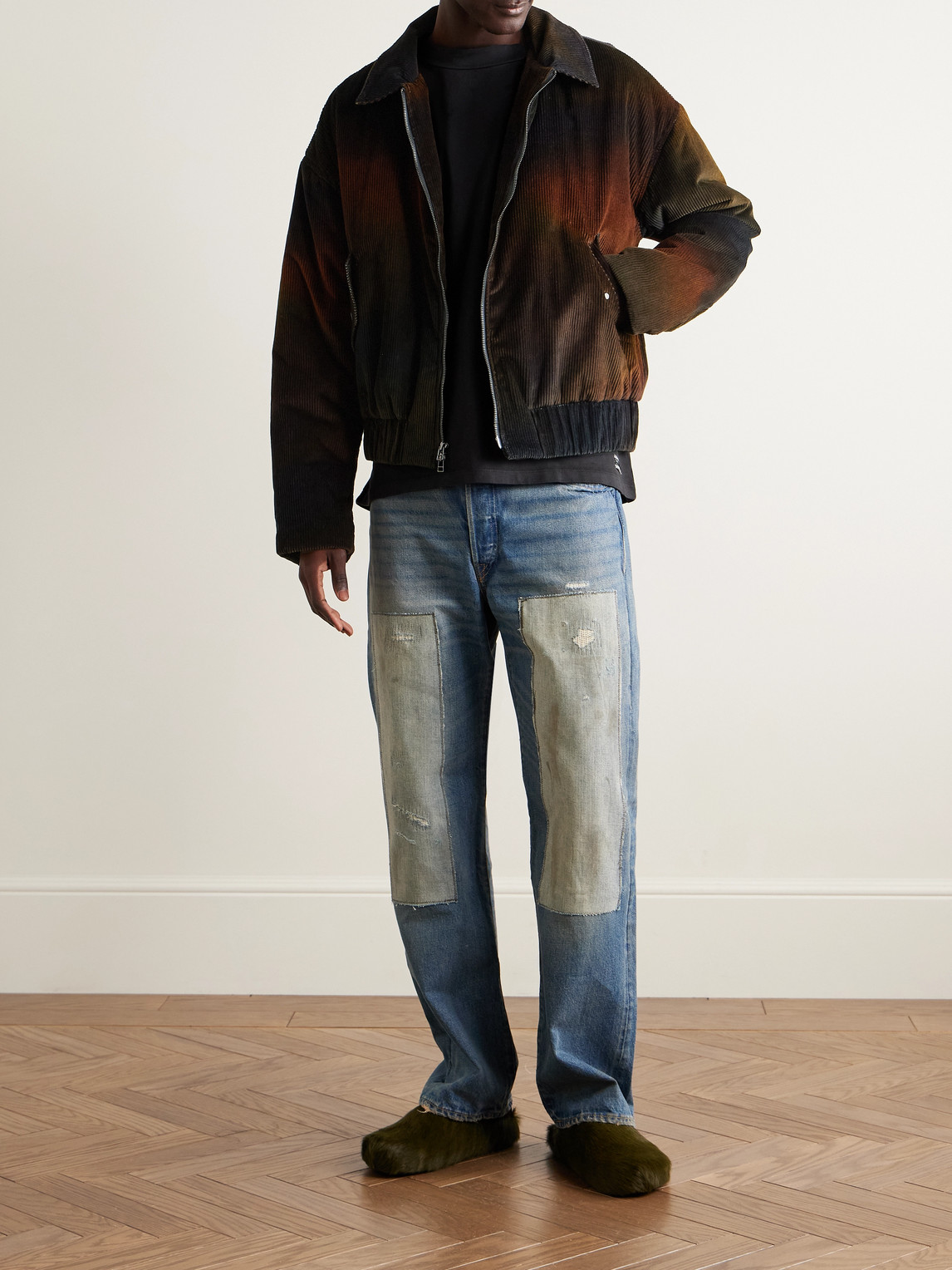 The Elder Statesman Ombre Quilted Corduroy Jacket In Brown