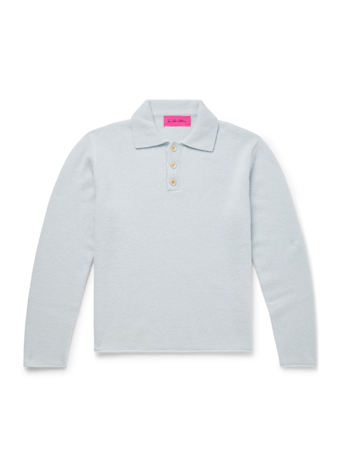 The Elder Statesman Brushed-cashmere Polo Shirt In Blue