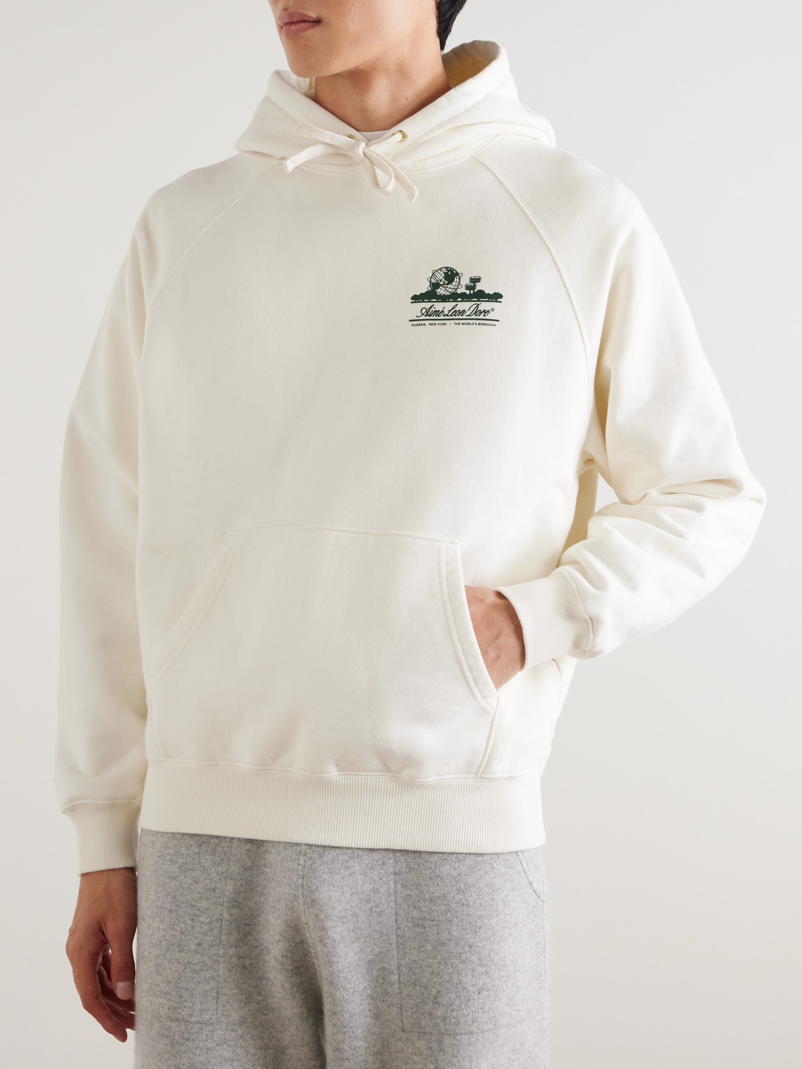 Aimé Leon Dore Unisphere Logo-print Cotton-jersey Hoodie In Neutral