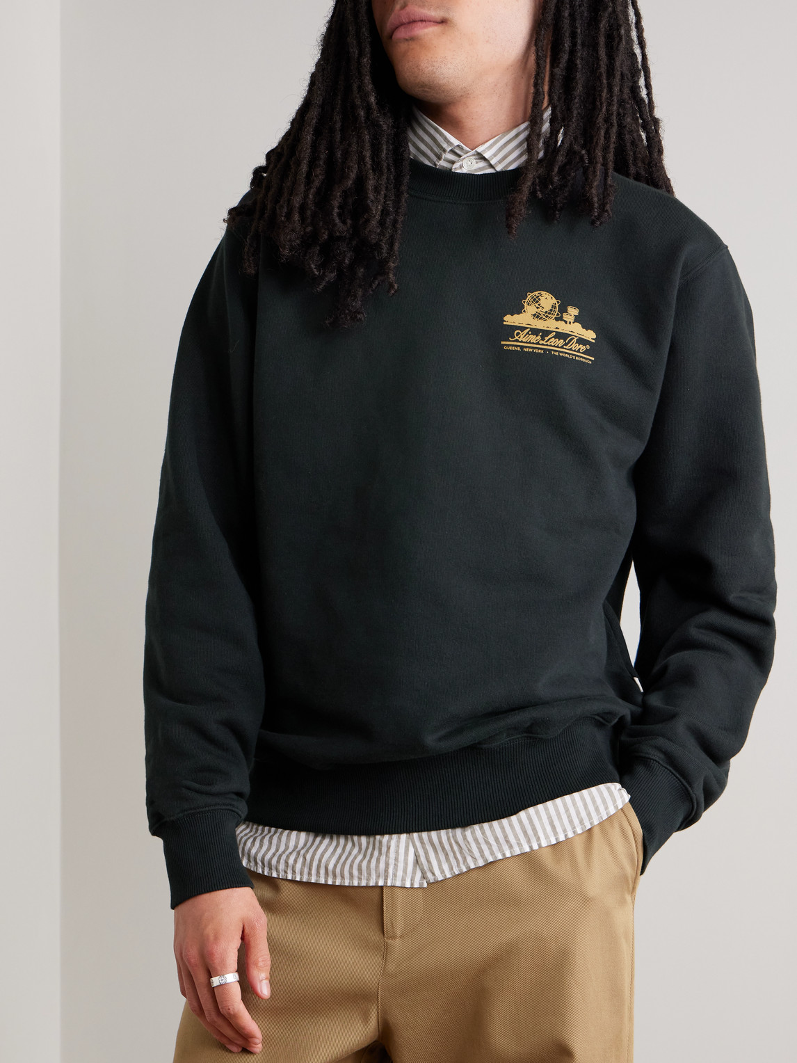 Aimé Leon Dore Unisphere Logo-print Cotton-jersey Sweatshirt In Black