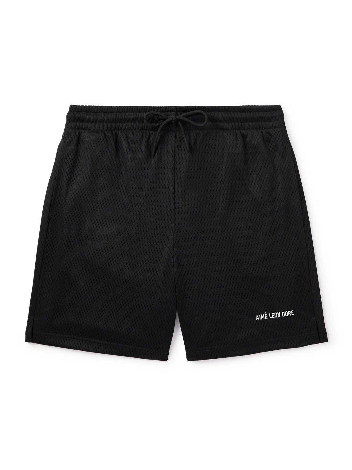 Aimé Leon Dore Straight-leg Logo-print Mesh Shorts In Black