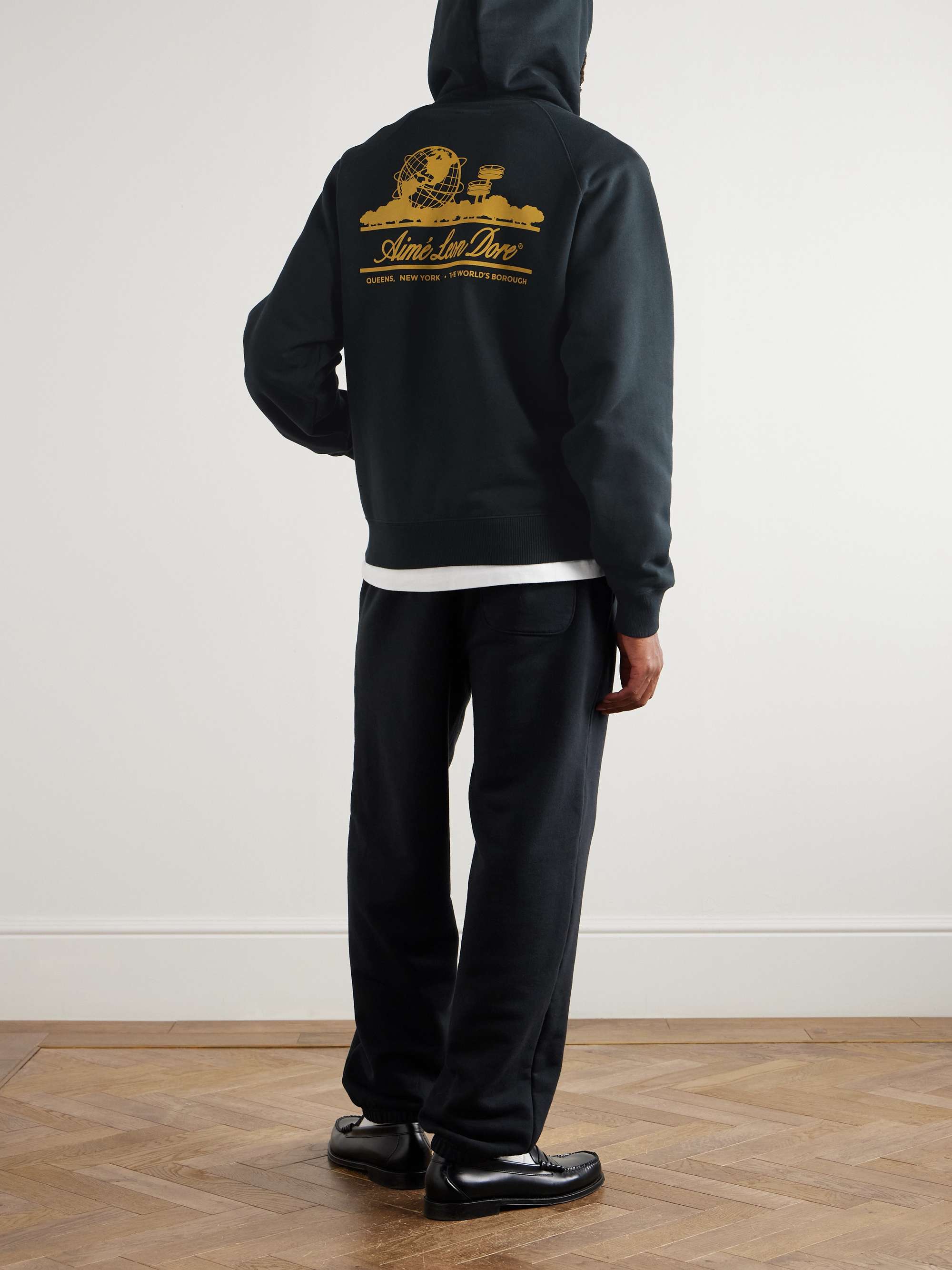 AIMÉ LEON DORE Unisphere Logo-Print Cotton-Jersey Hoodie for