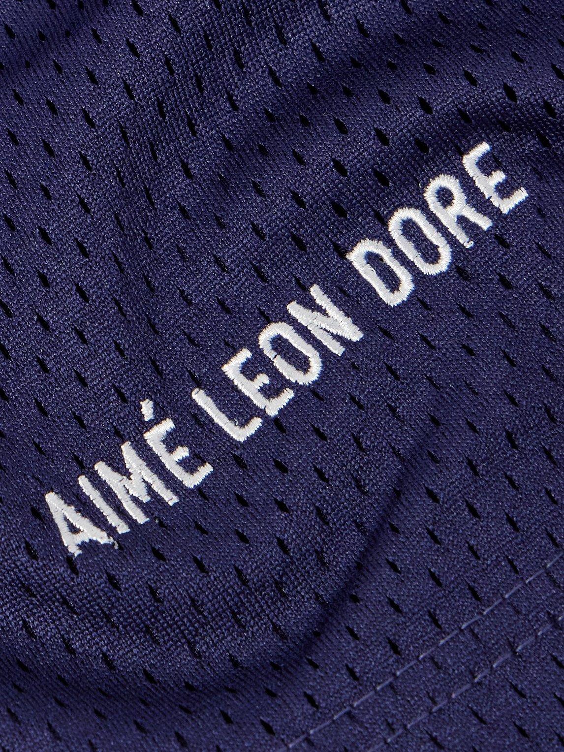 Aimé Leon Dore Straight-leg Logo-print Mesh Shorts In Blue