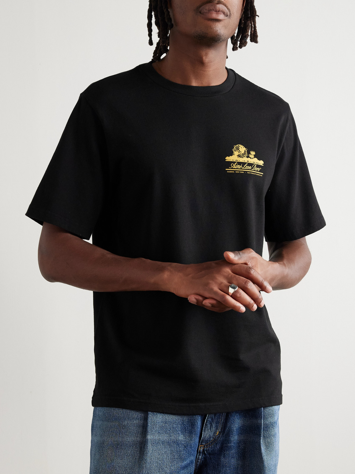 Aimé Leon Dore Unisphere Logo-print Cotton-jersey T-shirt In Black