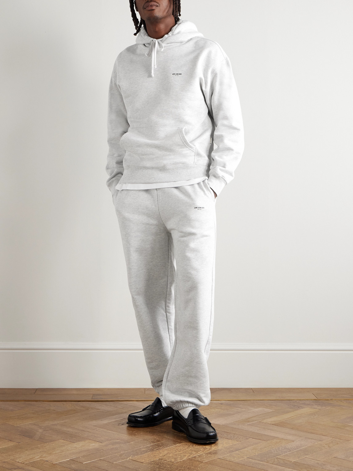 Aimé Leon Dore Logo-print Cotton-jersey Hoodie In Neutral