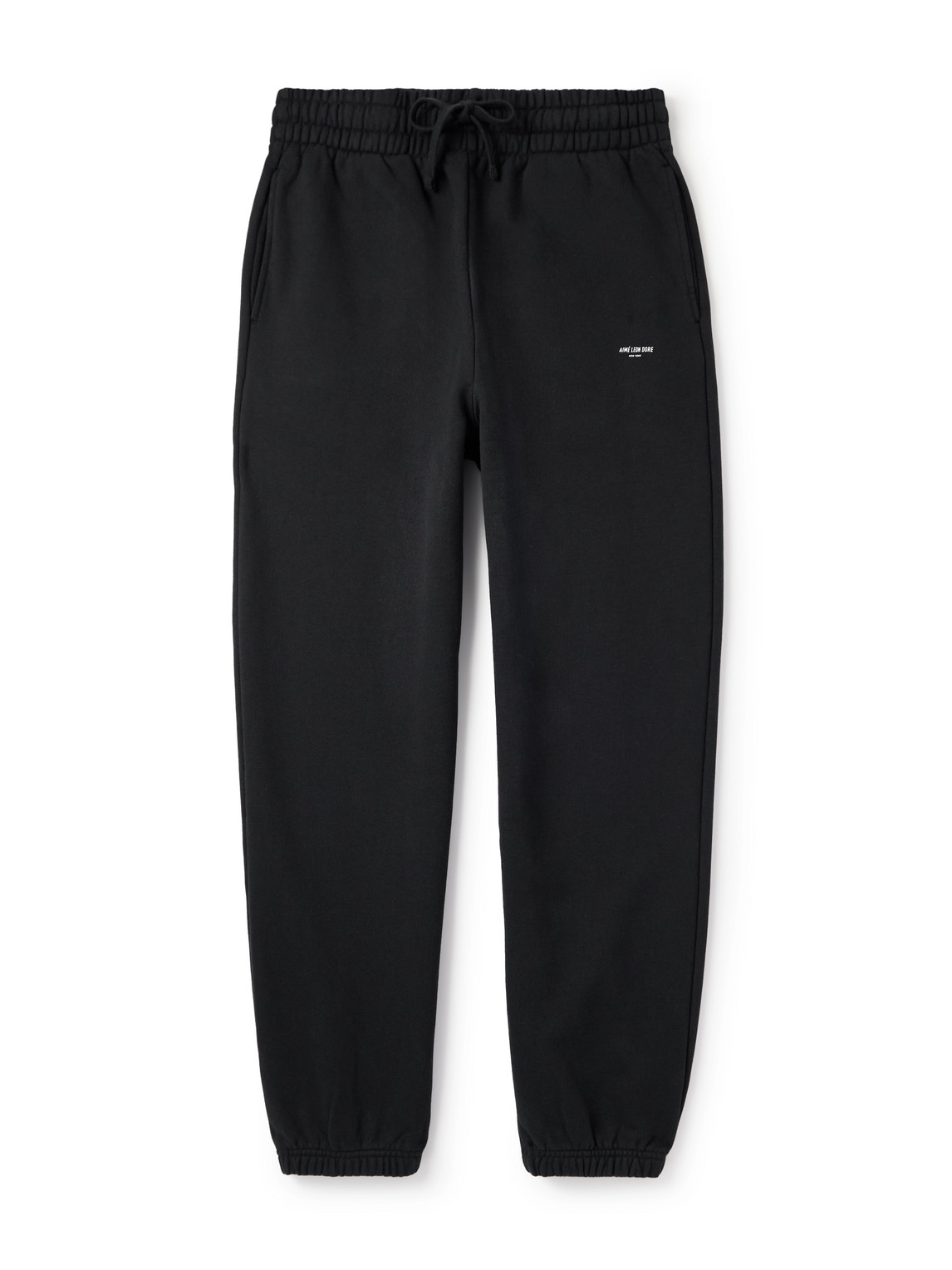 Aimé Leon Dore Straight-leg Logo-print Cotton-jersey Sweatpants In Black