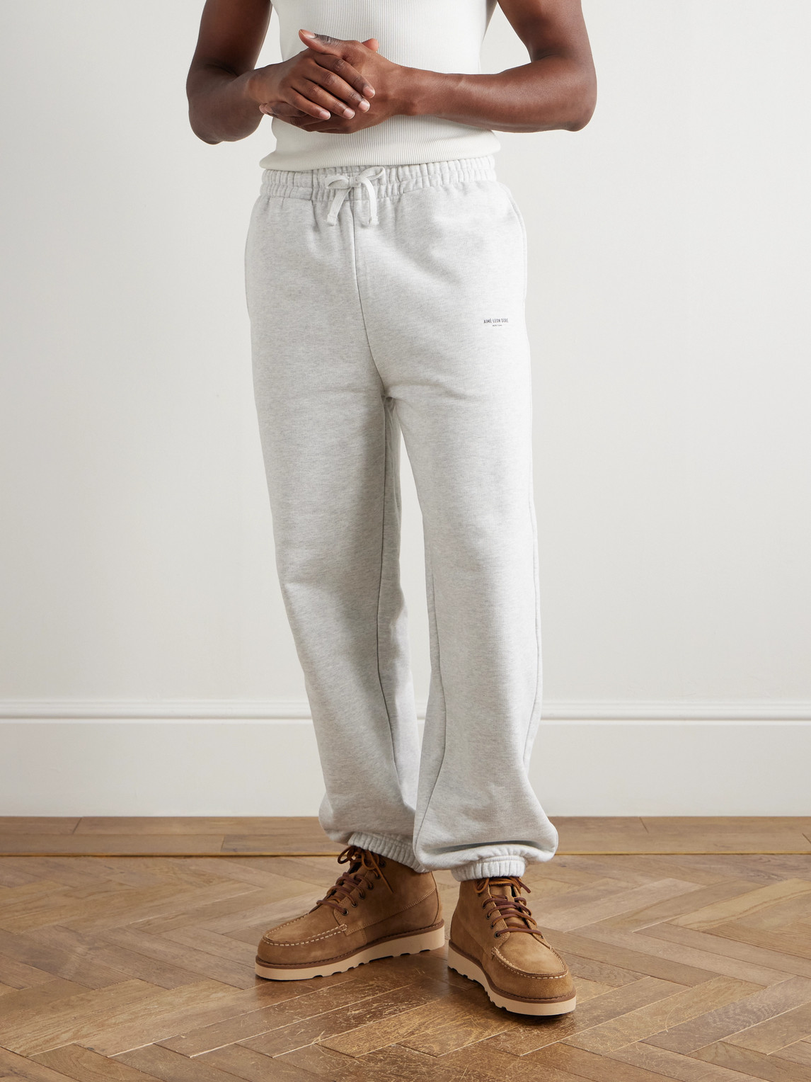 Aimé Leon Dore Straight-leg Logo-print Cotton-jersey Sweatpants In Gray