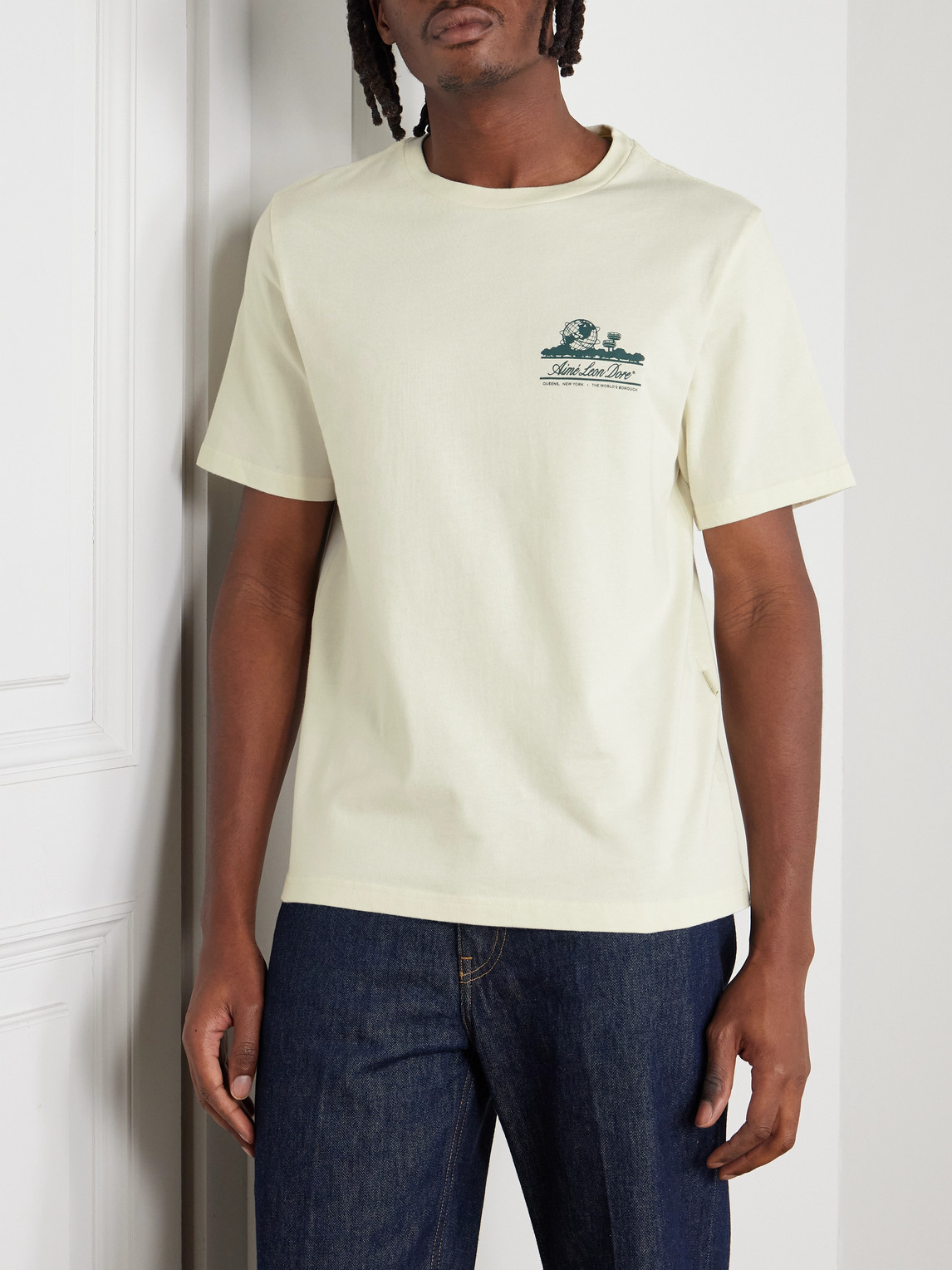 Aimé Leon Dore Unisphere Logo-print Cotton-jersey T-shirt In Neutral