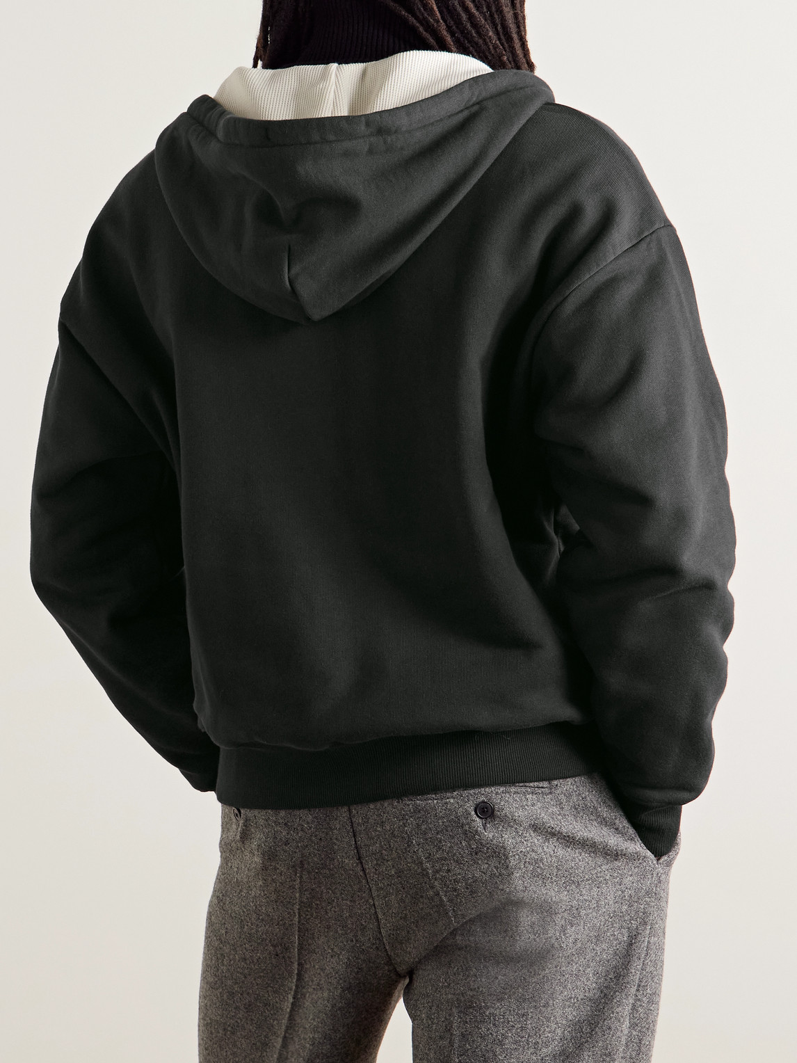 Aimé Leon Dore Unisphere Logo-print Cotton-jersey Zip-up Sweatshirt In Black