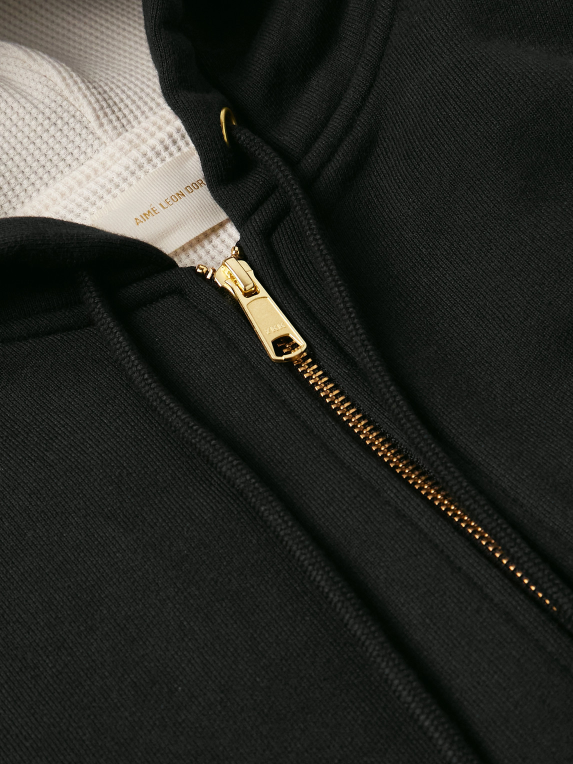 Aimé Leon Dore Unisphere Logo-print Cotton-jersey Zip-up Sweatshirt In Black